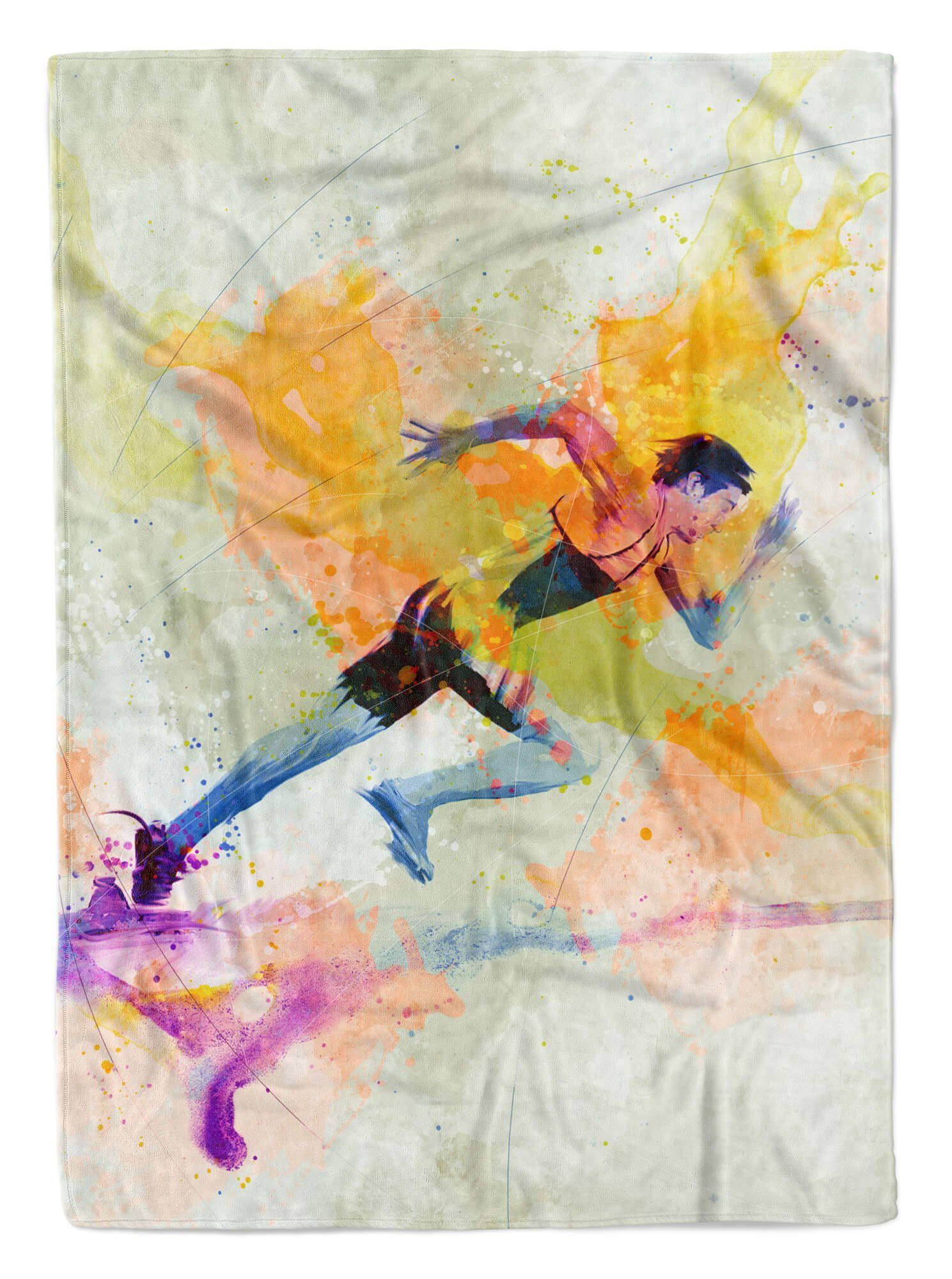 Handtücher SplashArt Sport Handtuch Strandhandtuch Saunatuch Kuscheldecke Kunstvoll Running VI Sport, Baumwolle-Polyester-Mix (1-St), Handtuch