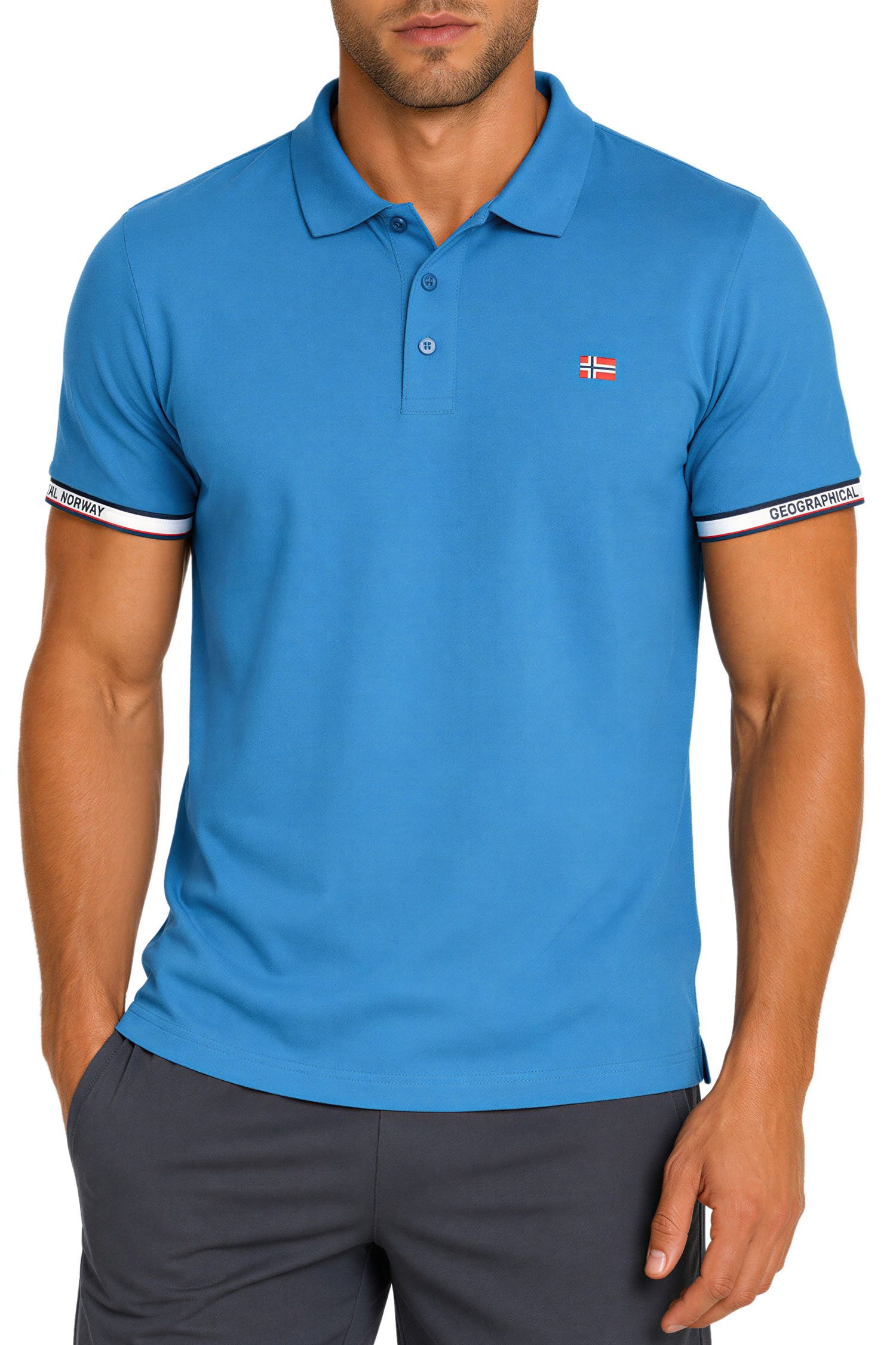 Geographical Norway Poloshirt Herren Regular Fit Polohemd bakoliar men Bedruckte Ärmelabschlüsse mit Markenprint