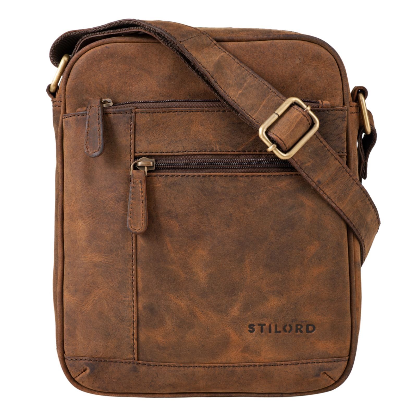 STILORD Messenger Bag "Diego" Vintage Herrentasche Leder klein colorado - braun