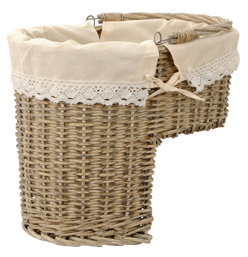 Clayre & Eef Treppenkorb Treppenstufenkorb aus Rattan – 40x26x34 cm, Beige / Weiß, Clayre & Eef