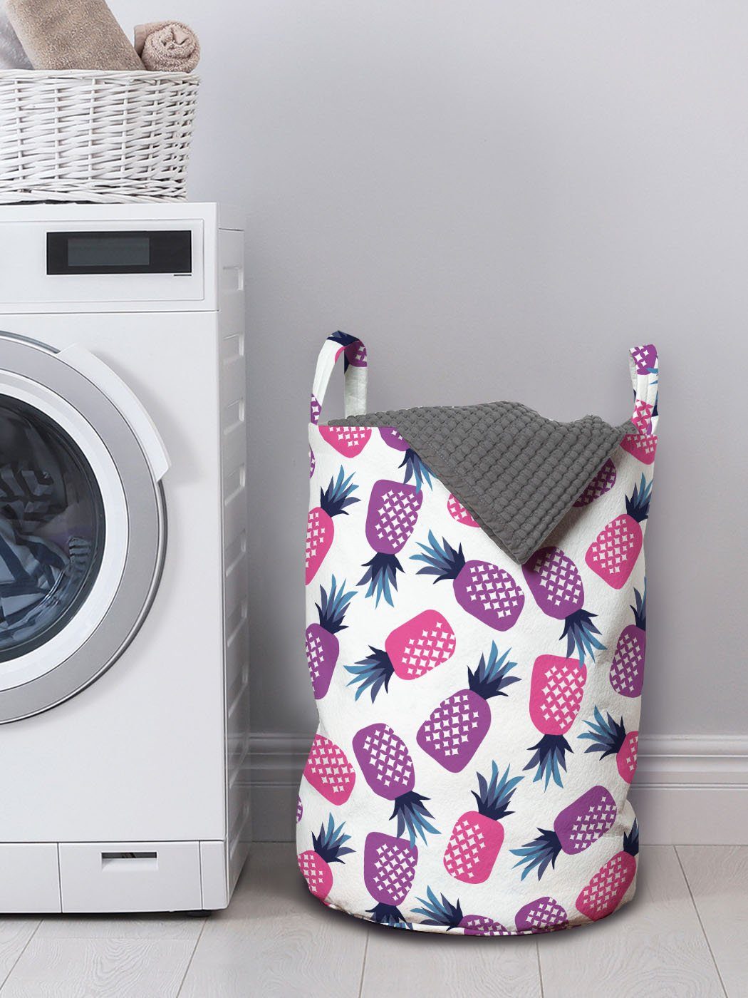 Wäschesäckchen Wäschekorb Ananas mit Kordelzugverschluss Griffen Starry für Abakuhaus Waschsalons, Bilder Ananas