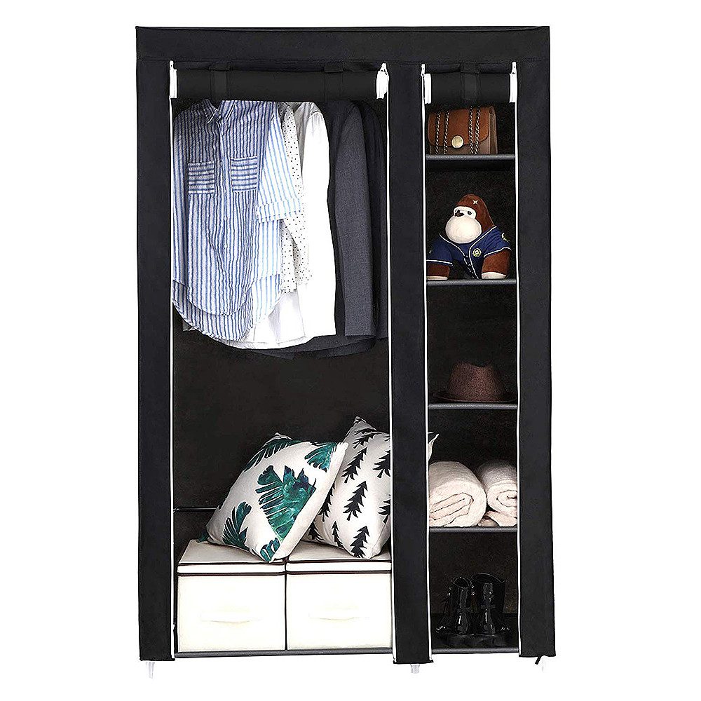 JEOBEST Stoffschrank Kleiderschrank, Stoffschrank, faltbare Garderobe mit Kleiderstangen mit Kleiderstange, Reißverschluss & Ablagen