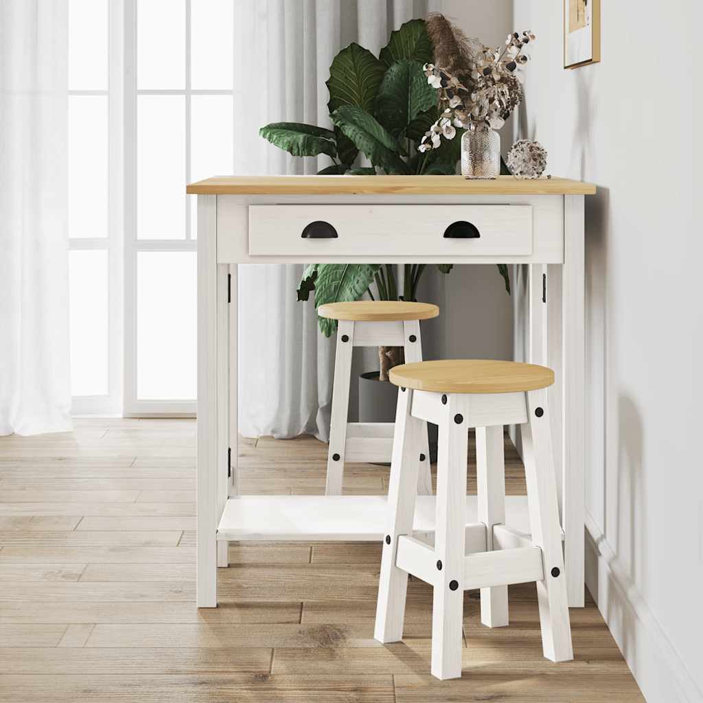 vidaXL Essgruppe 3-tlg. Bar-Set Weiß Massivholz Kiefer, (1-tlg)