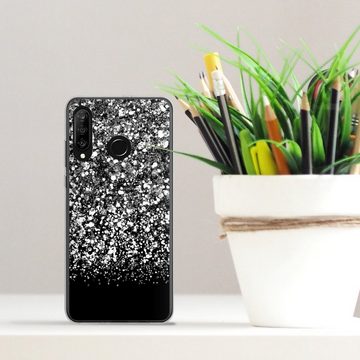 DeinDesign Handyhülle Glitzer Look Schneeflocken Muster Snow Fall Glitter Look, Huawei P30 Lite New Edition Silikon Hülle Bumper Case Smartphone Cover