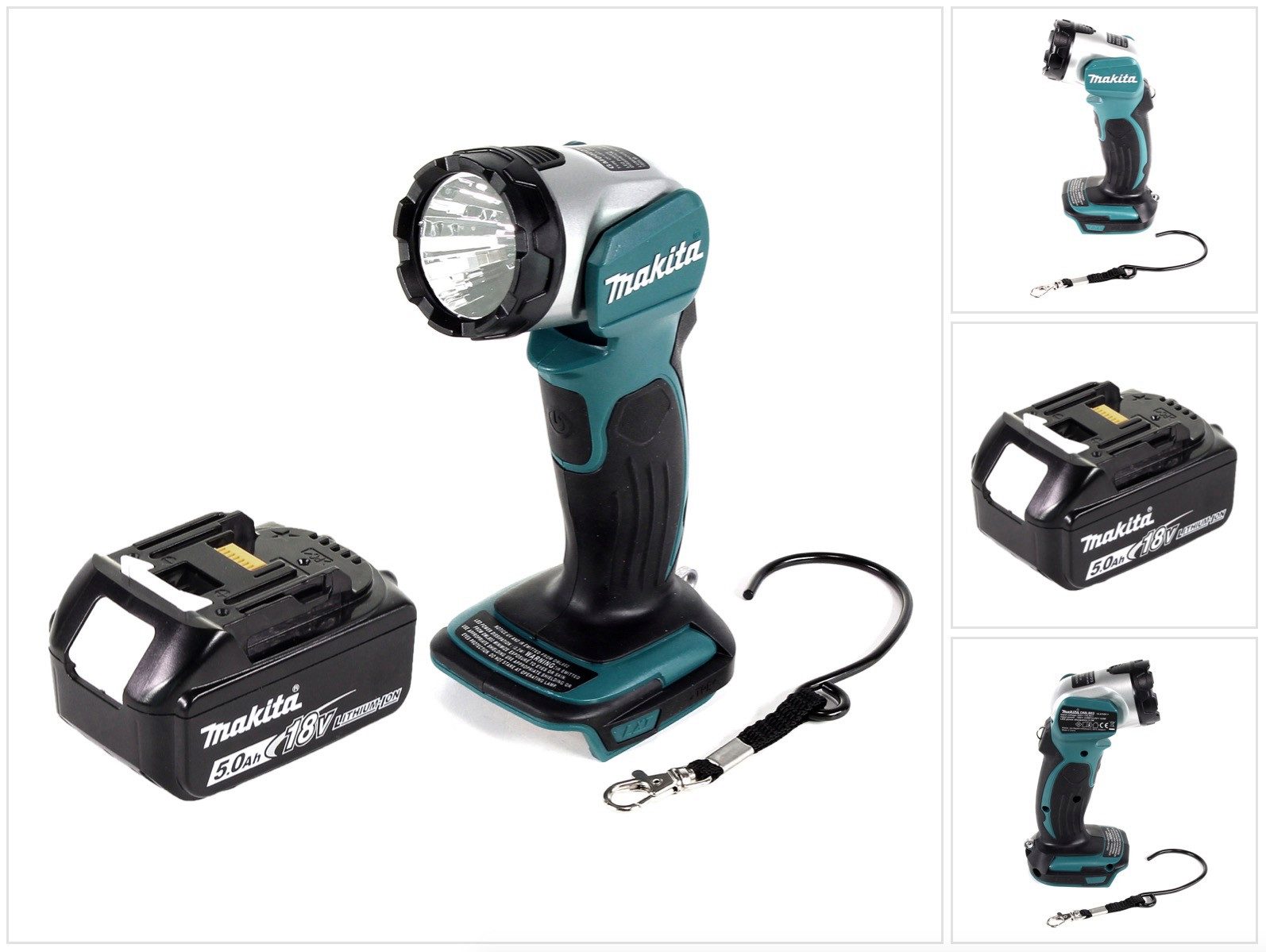Makita Baustrahler DML 802 T1 Akku Lampe 18 V Li-Ion für 14,4 und 18 V Akku + 1 x 5,0 Ah