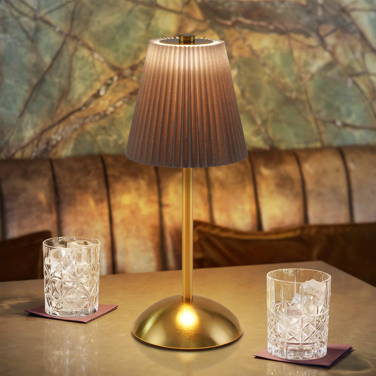 Nettlife LED Tischleuchte 2er Schwarz/Grün/Weiß/Orange/Graublau Stoff Retro günstig online kaufen