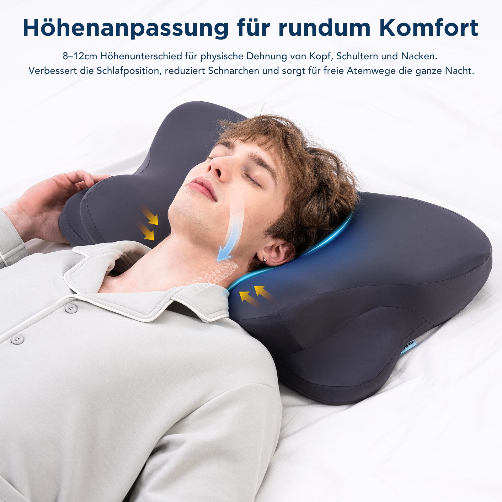 CHICASA Kopfkissen Orthopädisches Memory Foam Nackenstützkissen ergonomisches Kopfkissen – Bild 2 von 5