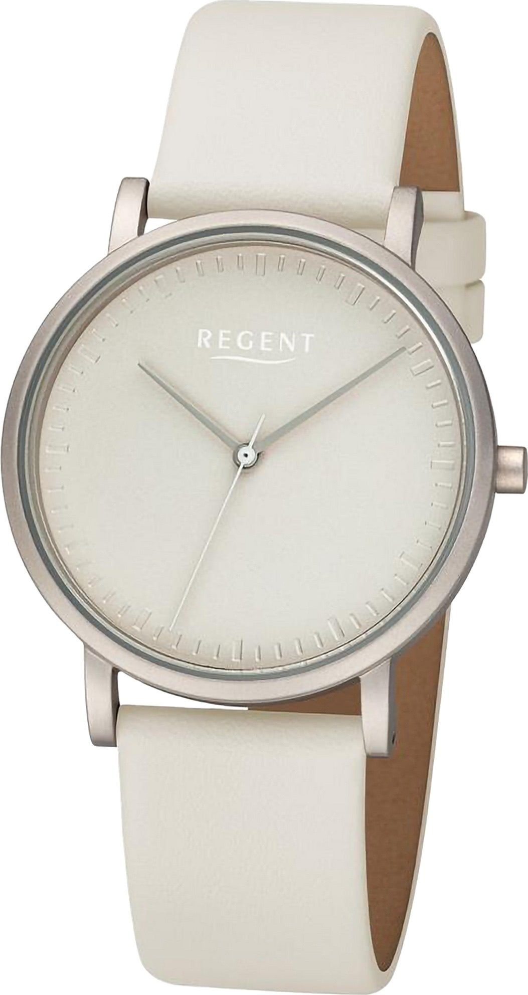 36mm), Analog, (ca. Armbanduhr rund, Damen Quarzuhr Damen Lederarmband groß Regent Armbanduhr Regent extra