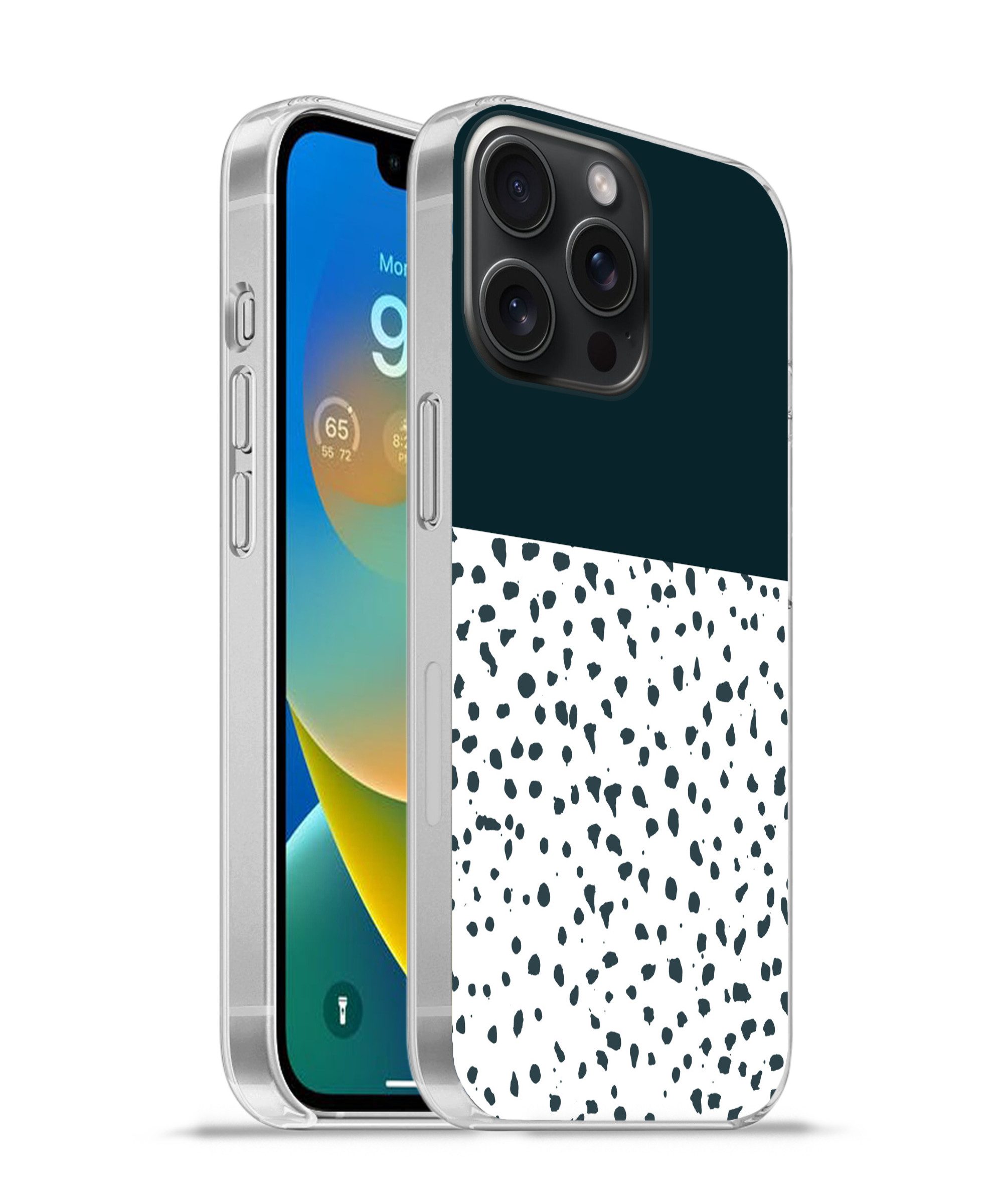 Handyhülle für Apple iPhone 15 Pro Max Polka dots - Schwarz - Weiß