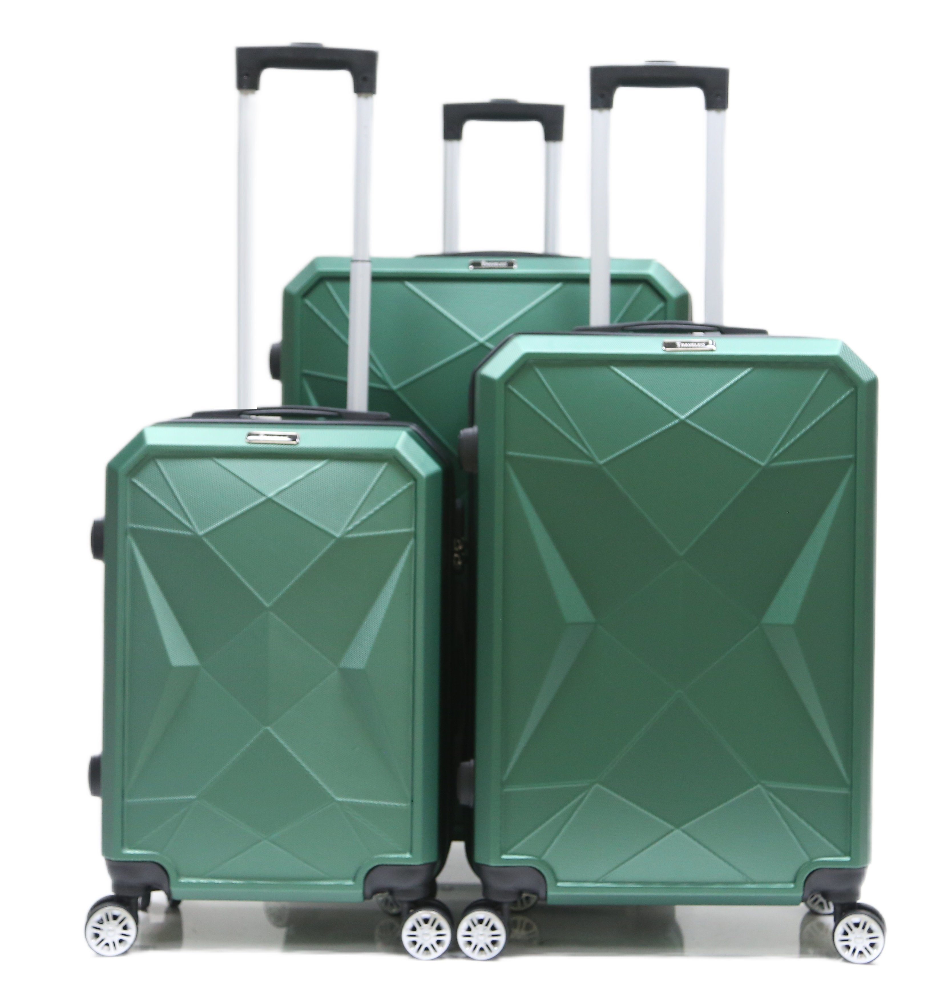 Cheffinger Kofferset Reisekoffer Set (3 Rollen, Grün ABS-03 4 Hartschale Koffer Kofferset, tlg) 3-teilig Trolley