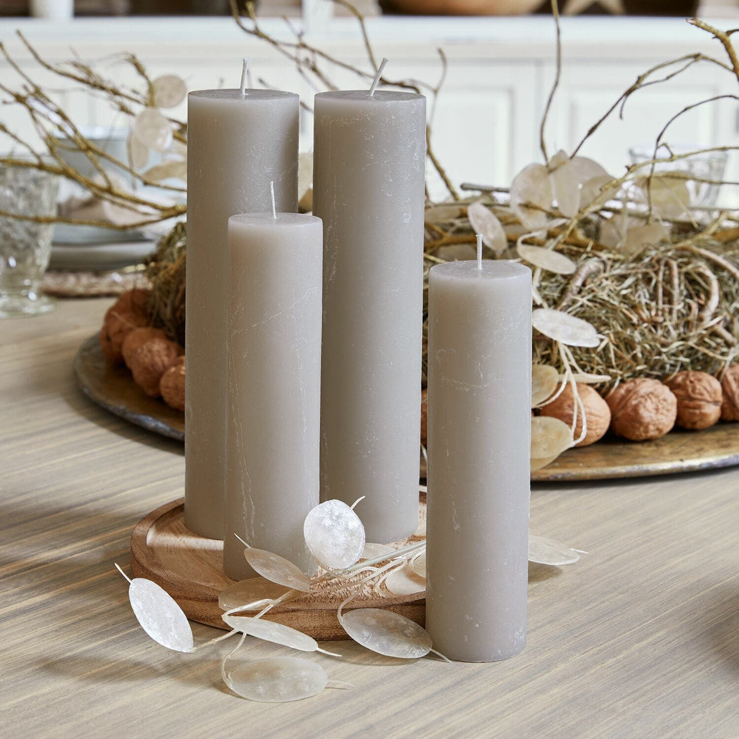 Mirabeau Stumpenkerze Kerze 4er Set Avinal taupe (4er Set, 4er Set), none