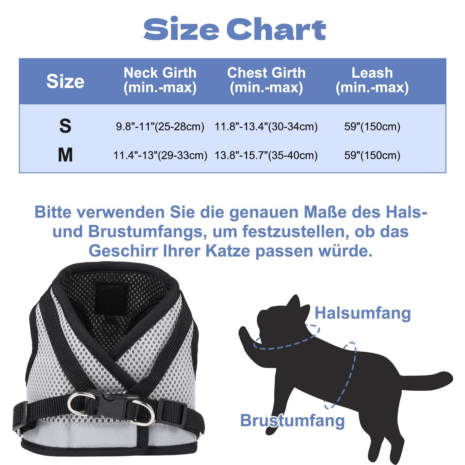 BlingBin Katzen-Geschirr Katzengeschirr mit Leine Verstellbar Ausbruchsiche günstig online kaufen