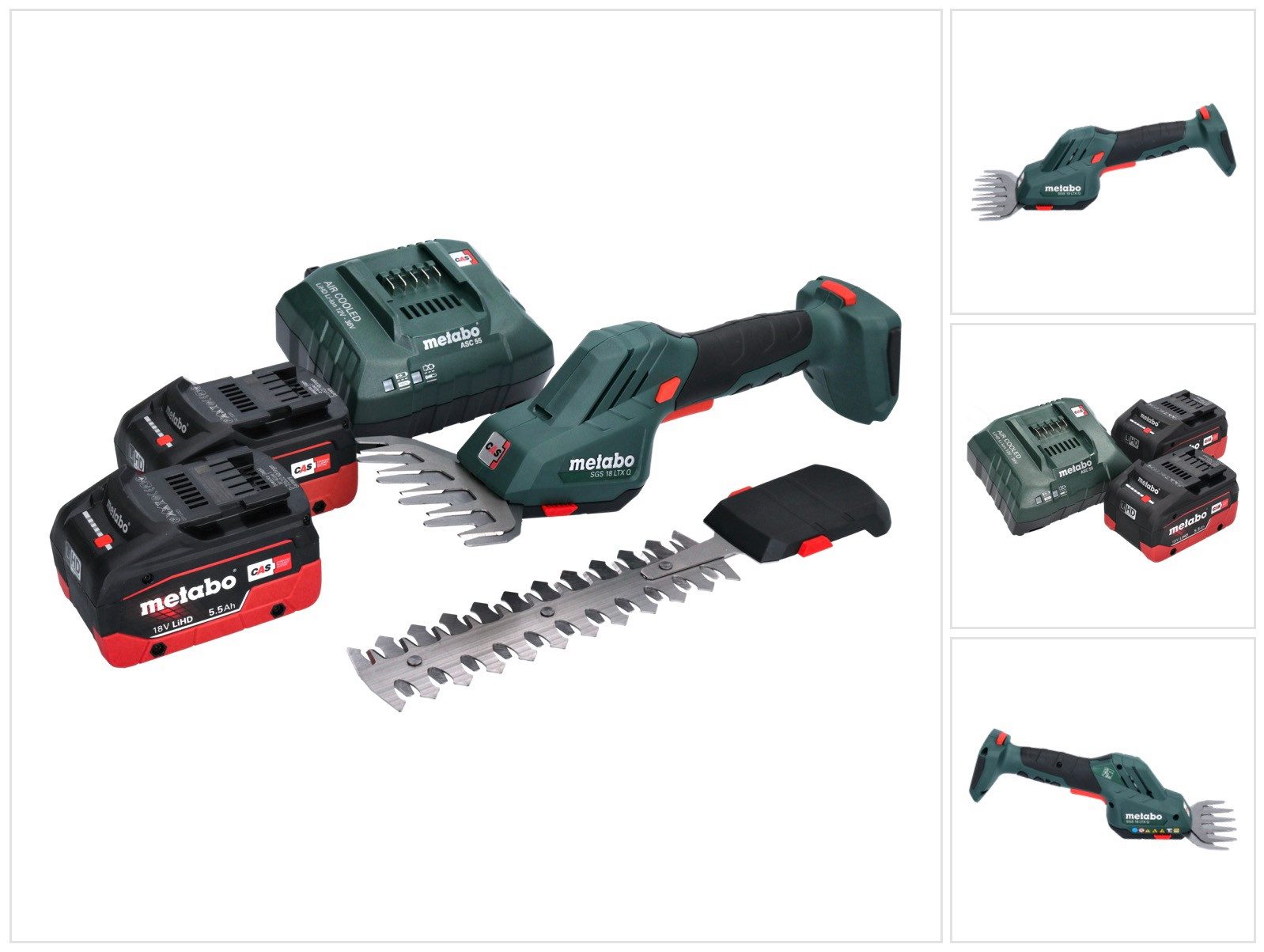 metabo Akku-Grasschere SGS 18 LTX Q Akku Gras und Strauchschere 18 V + 2x Akku 5,5 Ah + Lade