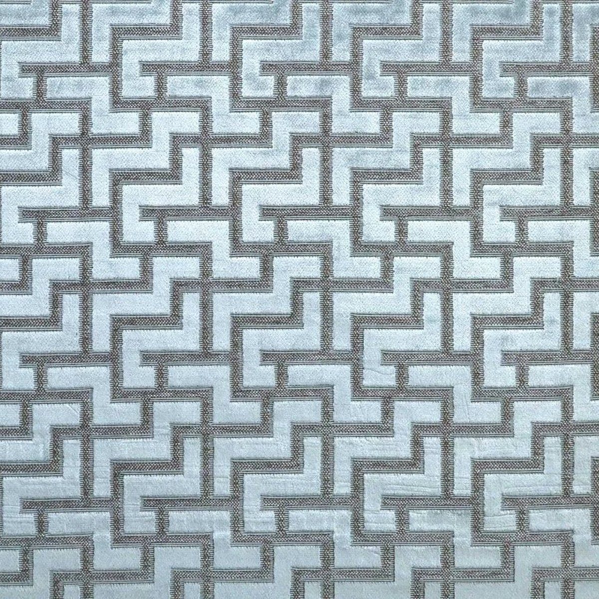 Stofferia Stoff Polsterstoff Samt Jacquard Laberinto Eisblau, Breite 140 cm, Meterware