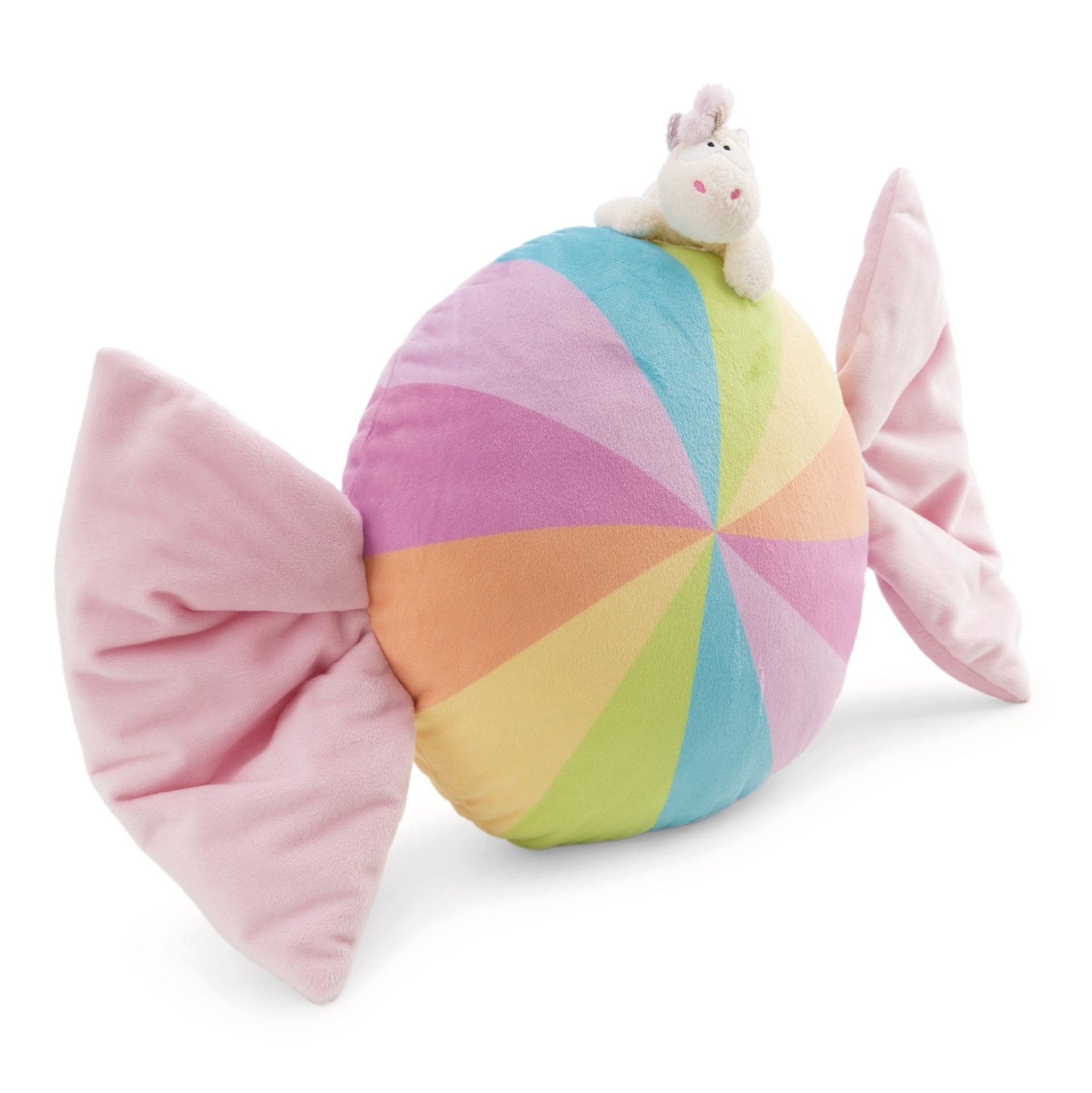 Nici Dekokissen Nici Bonbonförmiges Kissen mit Kuscheltier Einhorn, Nici süßes Dekokissen