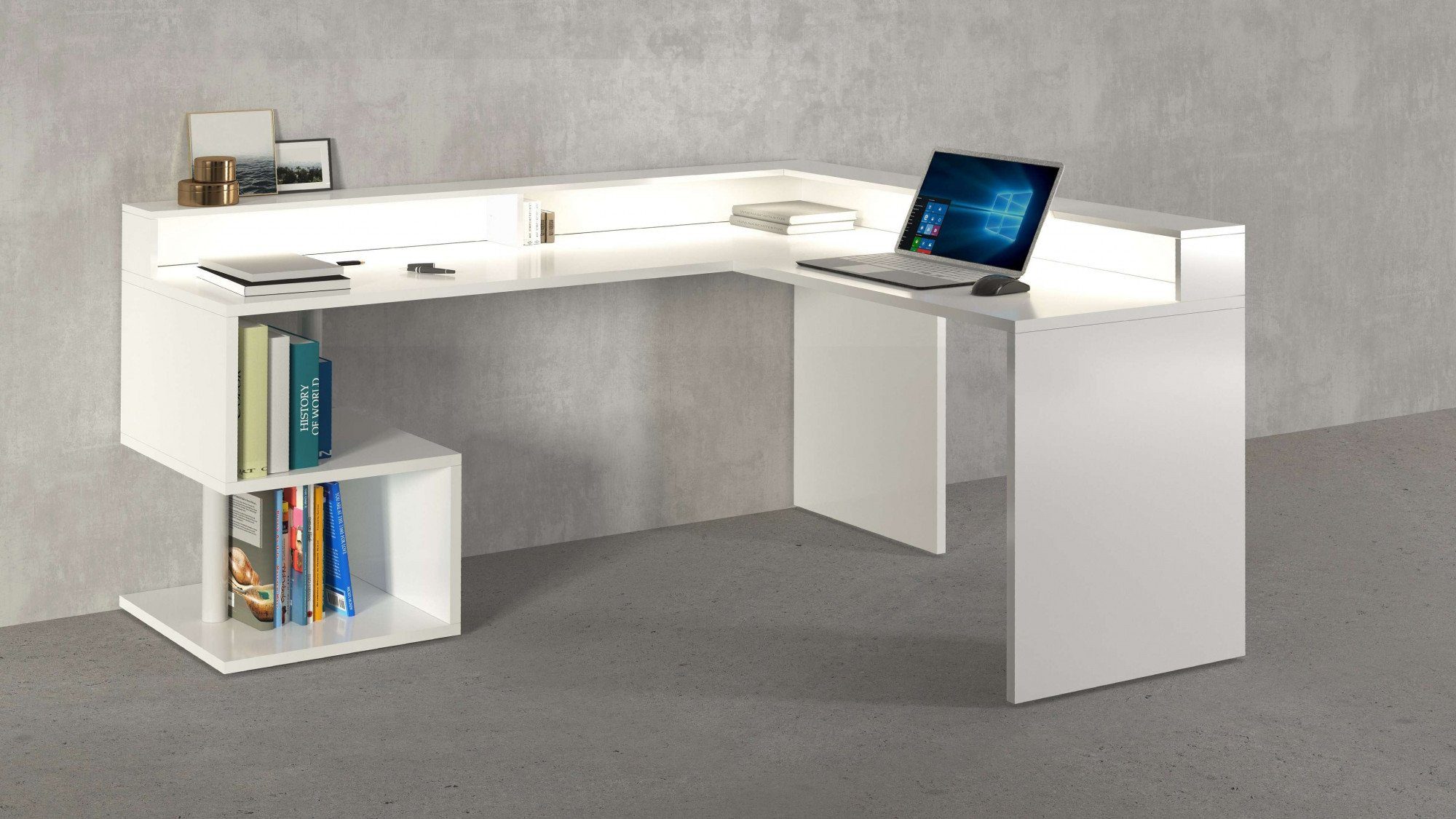 Home affaire Eckschreibtisch Esse, Schreibtisch im modernen Design, mit oder ohne Monitoraufsatz Breite 180/160 cm, "Made in Italy"