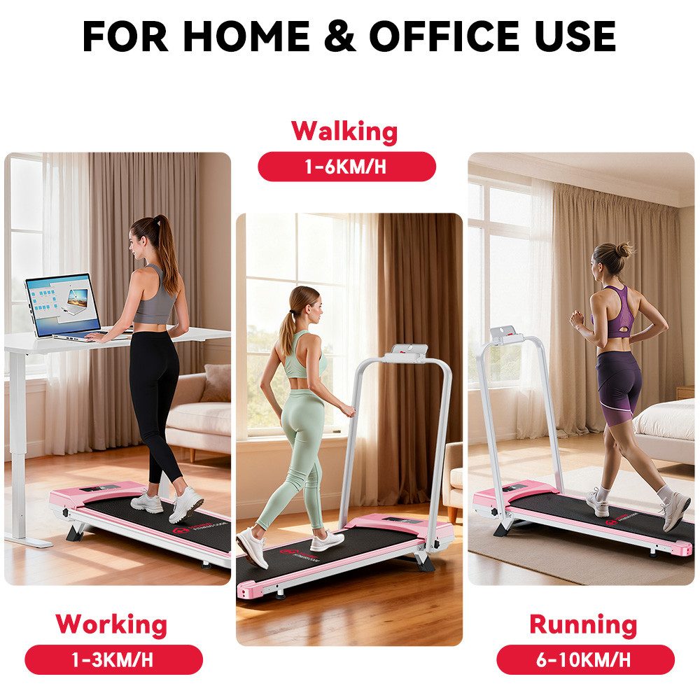 Hamlody Laufband Klappbares Laufband für Zuhause mit 5% Neigung, (Tool kits,Schmiermittel), 1-10km/h Max.Tragfähigkeit 120 kg, Mit Fallschutzclip), Walking Pad für Zuhause Klein Laufpad, 2.5 ps Laufpad Gehband