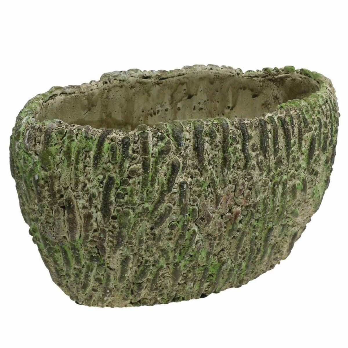 Florists Products Übertopf Übertopf Beton oval Antik-Look Grün Braun 24x14x13cm
