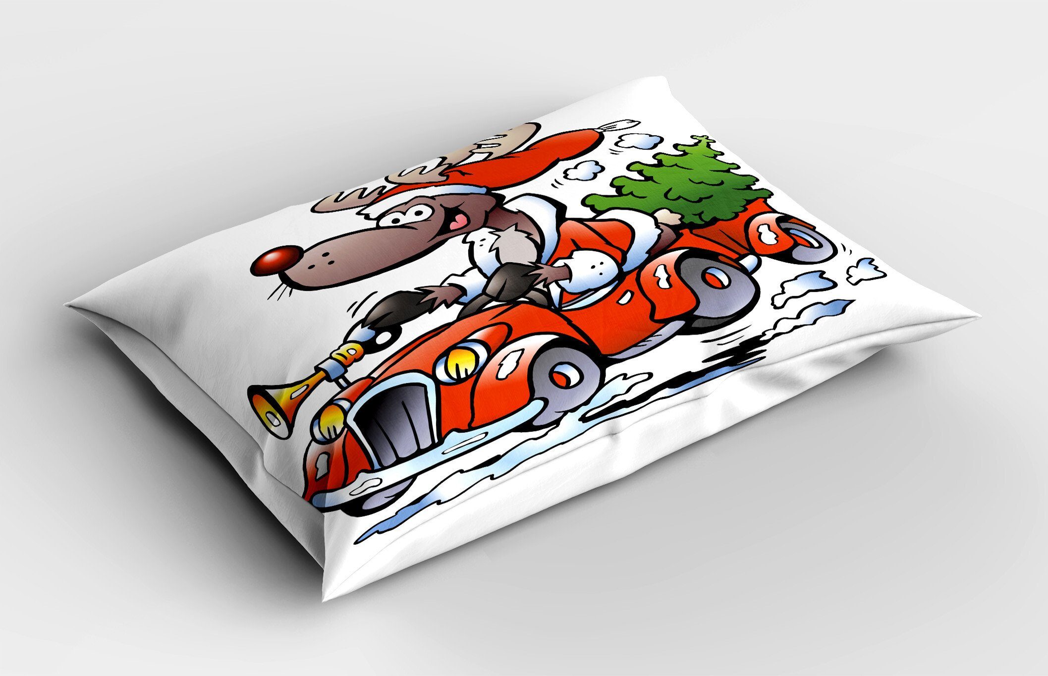 Auto Kissenbezug, Ren Kissenbezüge Size Abakuhaus King Gedruckter Stück), roten Weihnachten Standard Dekorativer im (1