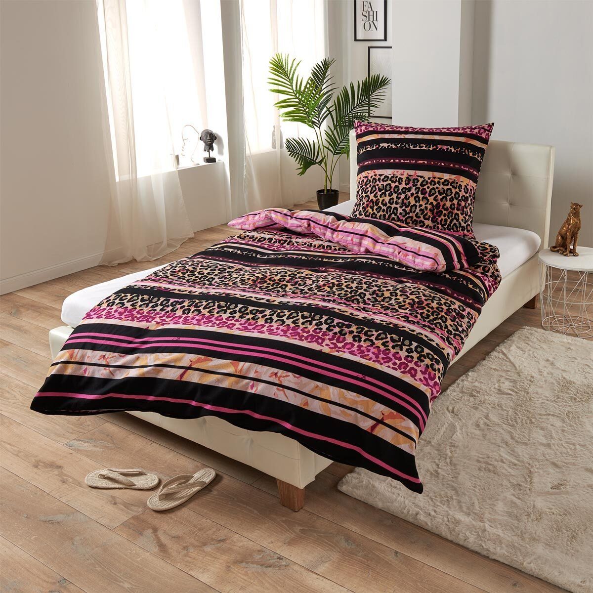 TRAUMSCHLAF Bettwäsche Leopard, Flanell, 2 teilig, günstig online kaufen