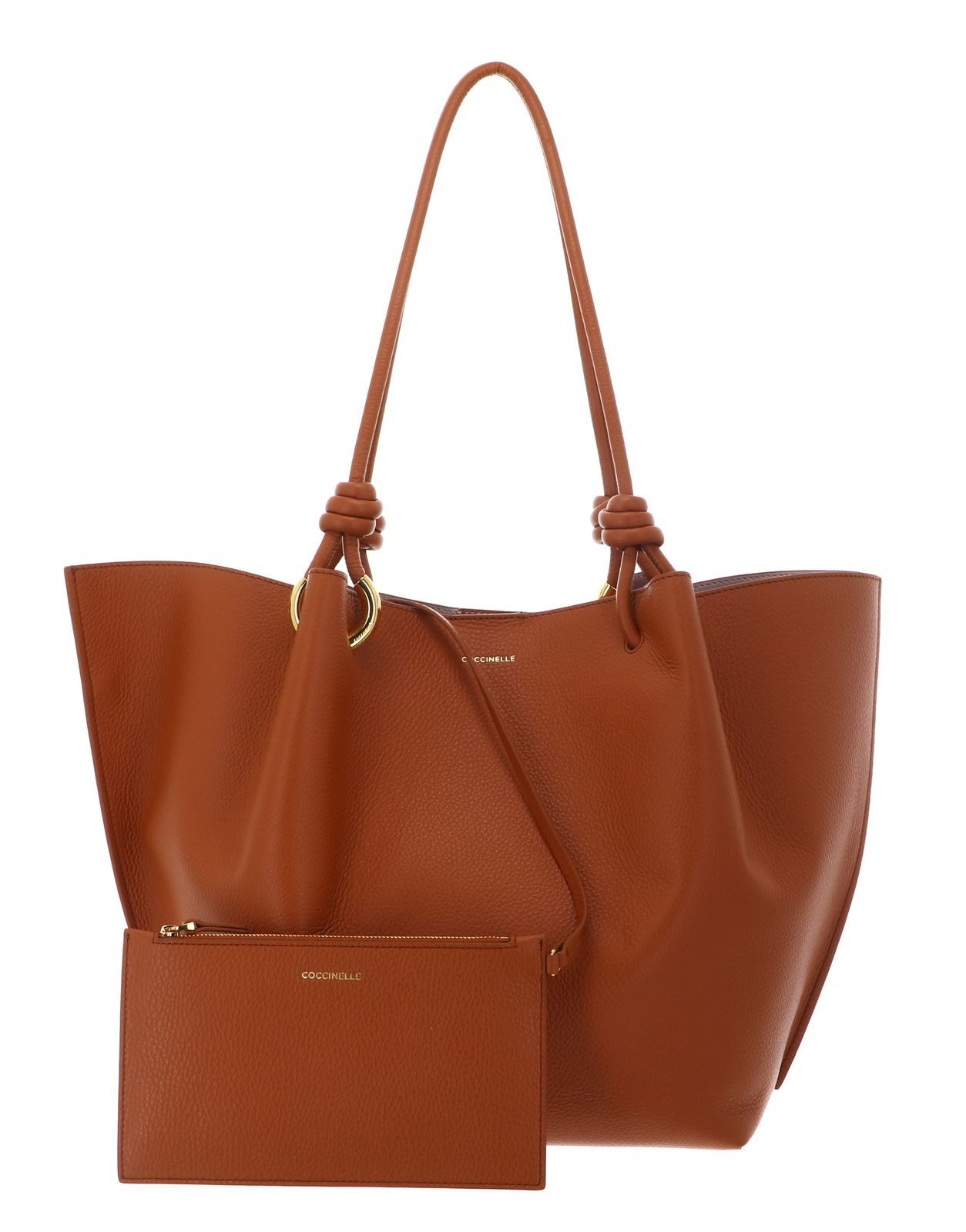 COCCINELLE Schultertasche Handbag Grained Leather (Set, 2-tlg), aus echtem Rindsleder