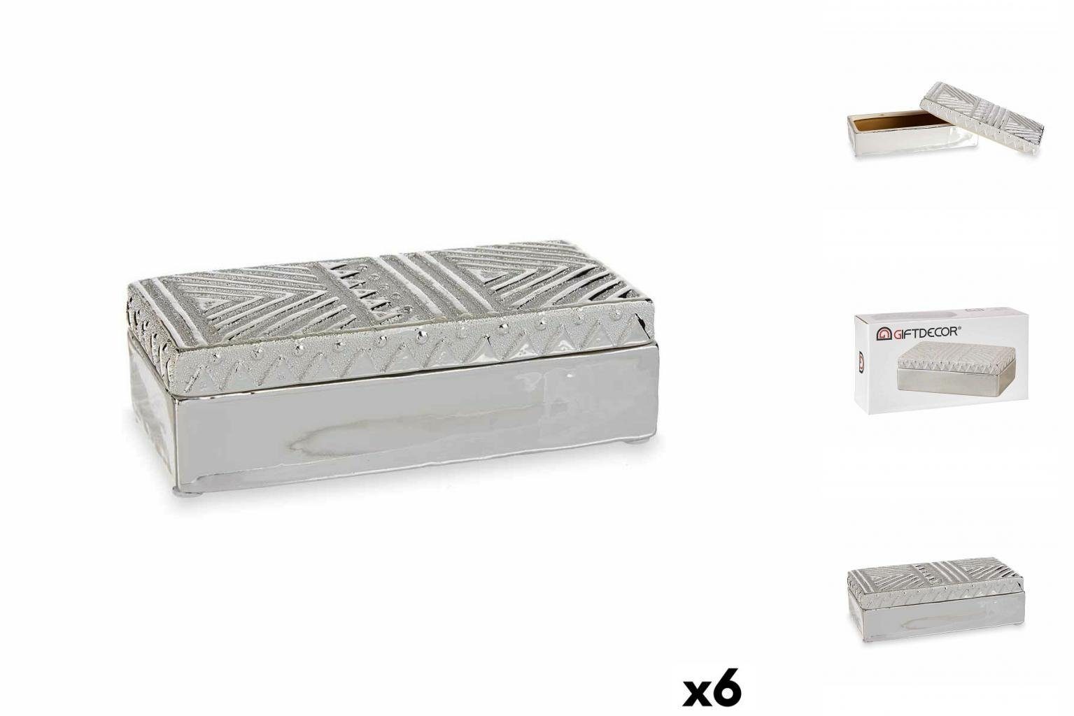 Gift Decor Dekoobjekt Box-Schmuckkästchen Silberfarben aus 6,3 6 10,2 cm 20,5 St x x Keramik