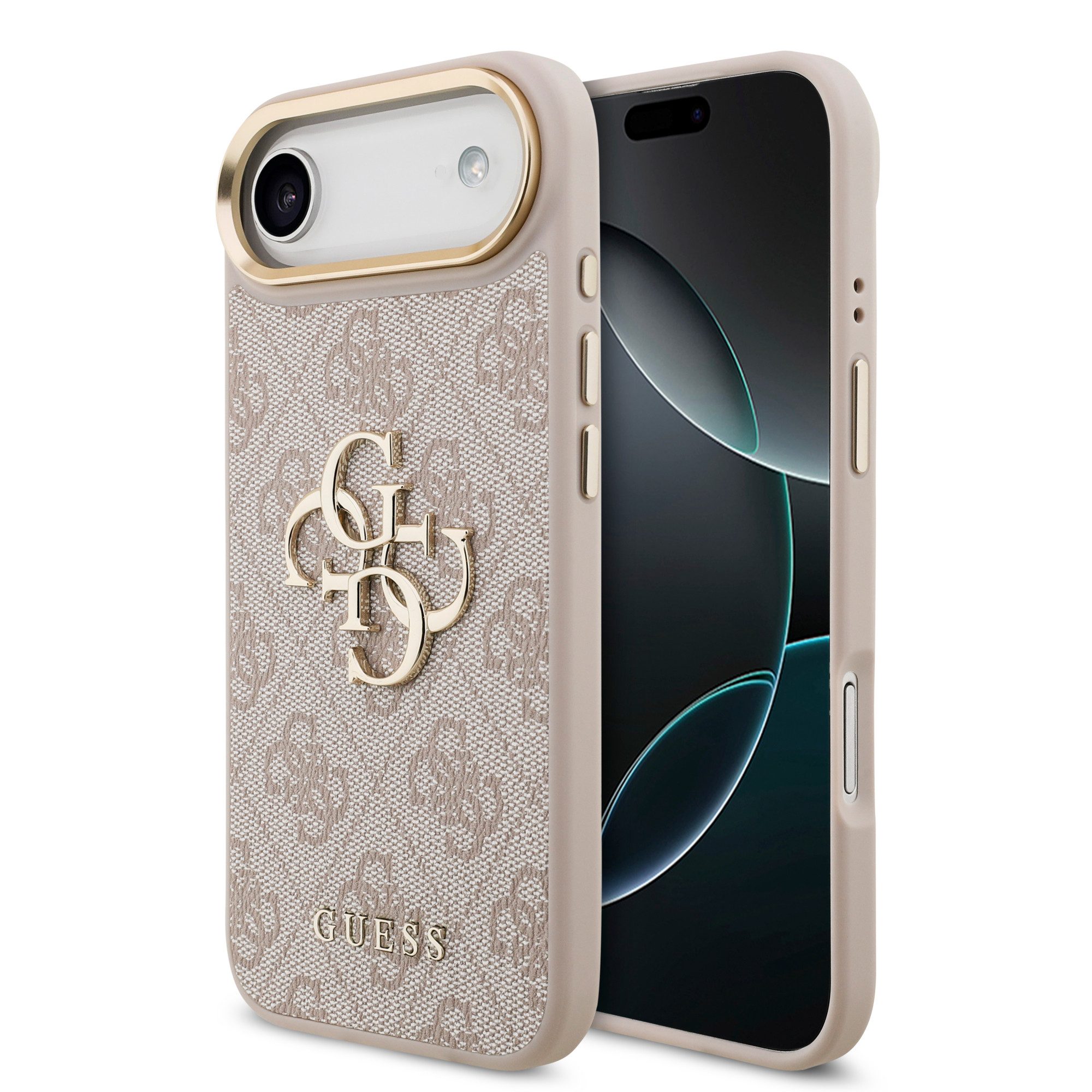 Guess Handyhülle GUESS Case für iPhone Air Metal Logo Gold Hülle Cover Rosa