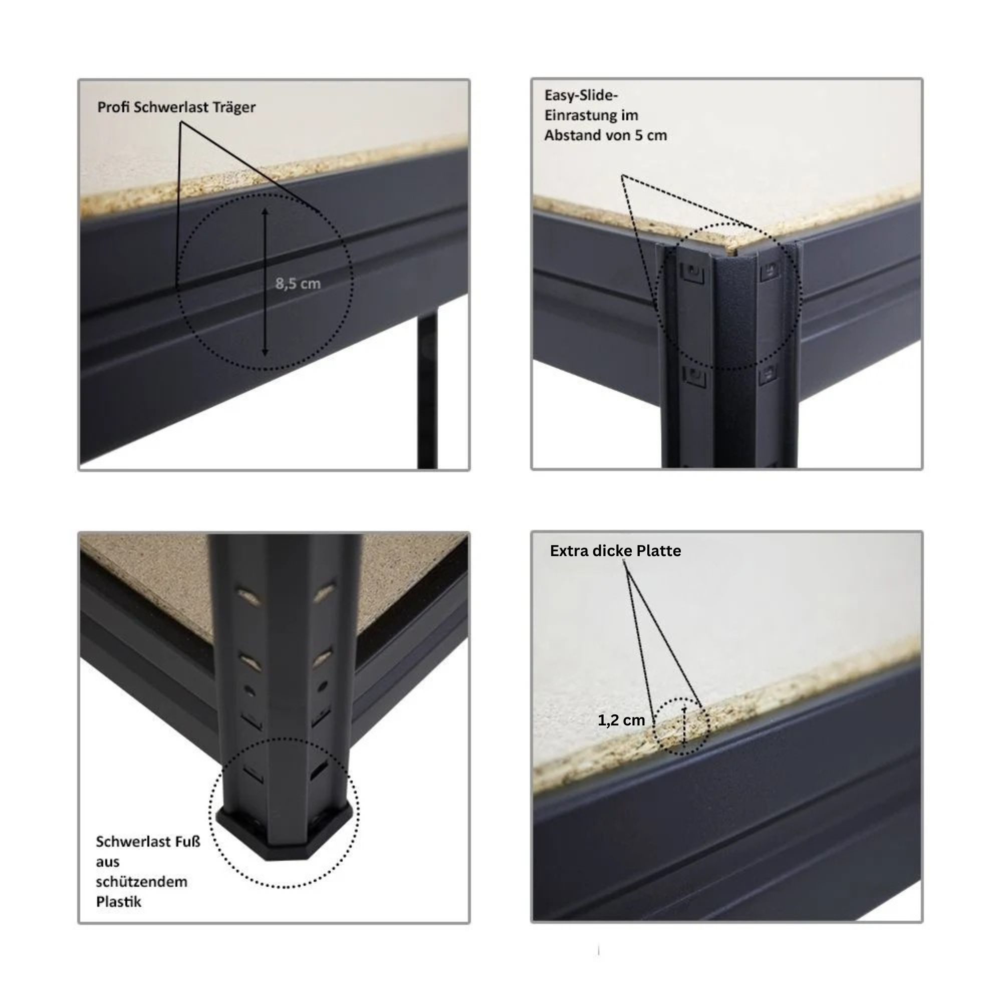 PROREGAL® Werkbank Höhenverstellbare Werkbank DINO, HxBxT 90x120-160x60cm, Grau, Höhenverstellbare Werktisch Arbeitstisch Arbeitsbank Werkstatt Keller