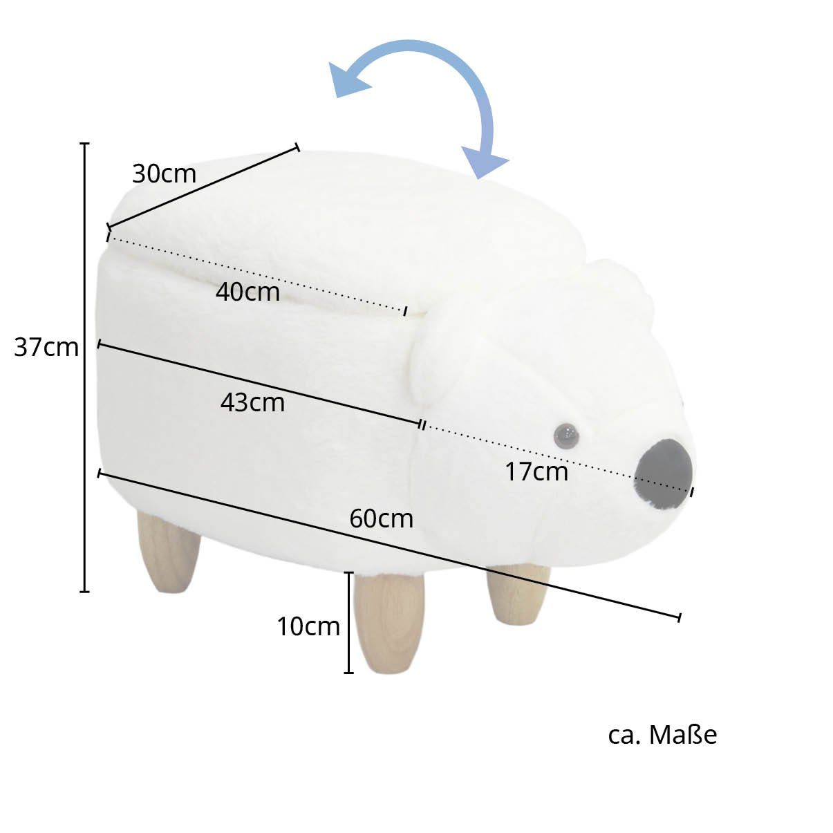 SVITA Sitzhocker Tierhocker (Tierhocker), Tiermotivhocker mit Stauraum, Wei günstig online kaufen