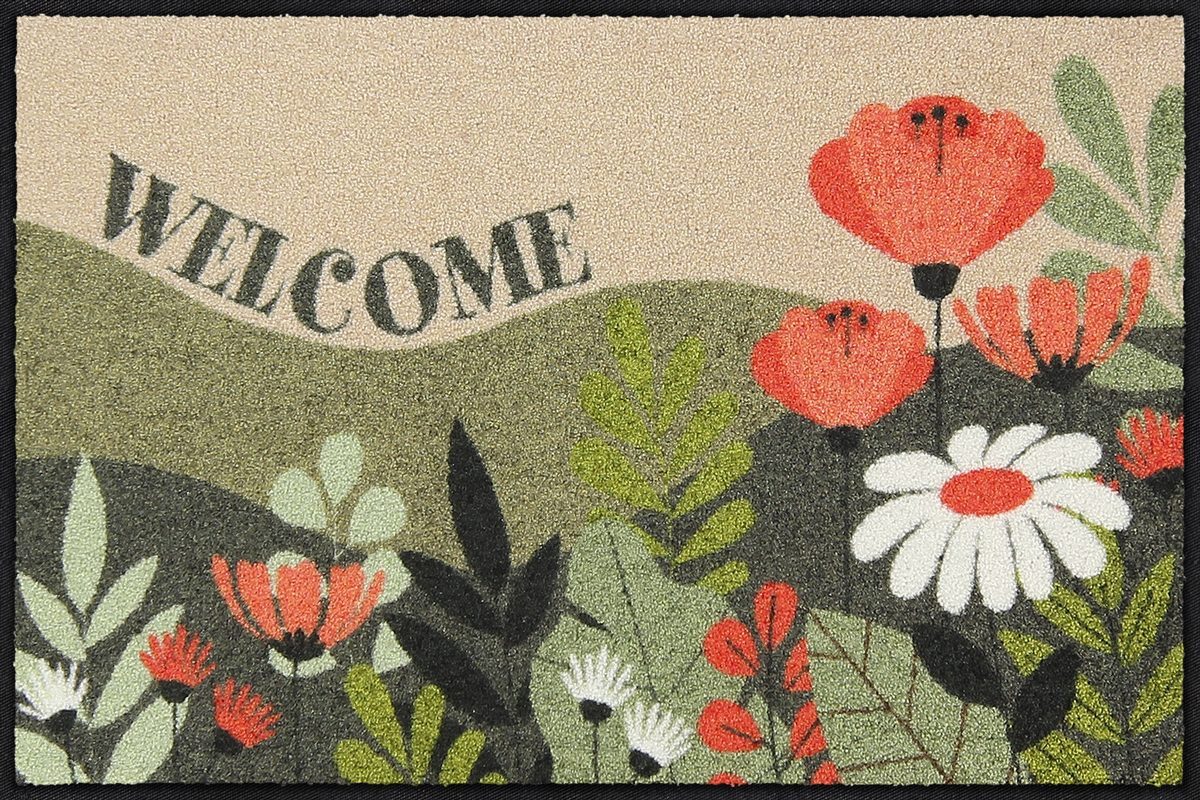 Salonloewe Fußmatte Eingangsmatte 50x75 Bloom Hill Dunkelgrün, Eingangsmatte normal, Höhe: 500 mm