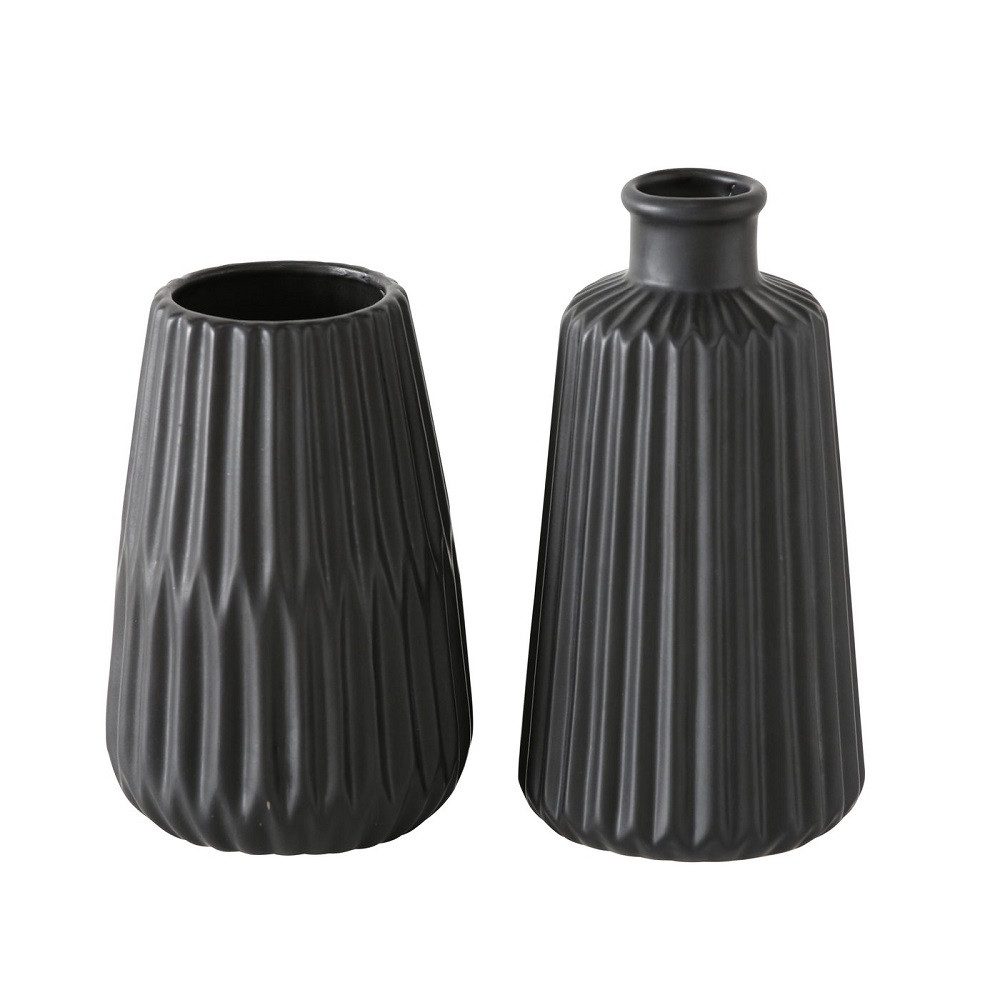 BOLTZE GRUPPE GmbH Dekovase Vase Blumenvase Porzellan Esko matt schwarz H 17 cm 2er Set
