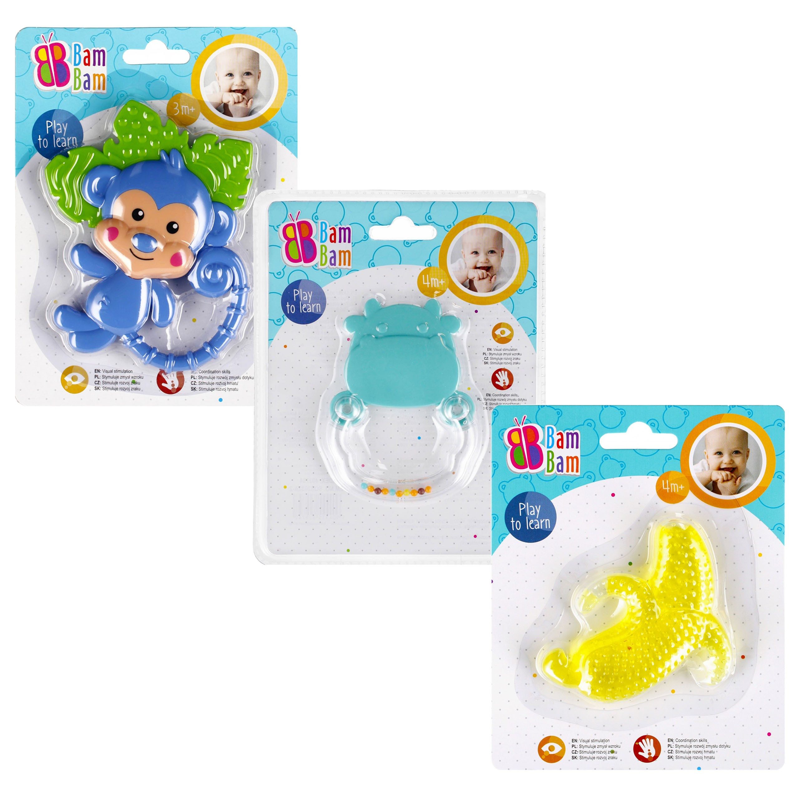 Spielgeschirr Baby-Set: 2x Rassel, Bananen-Beißring BamBam