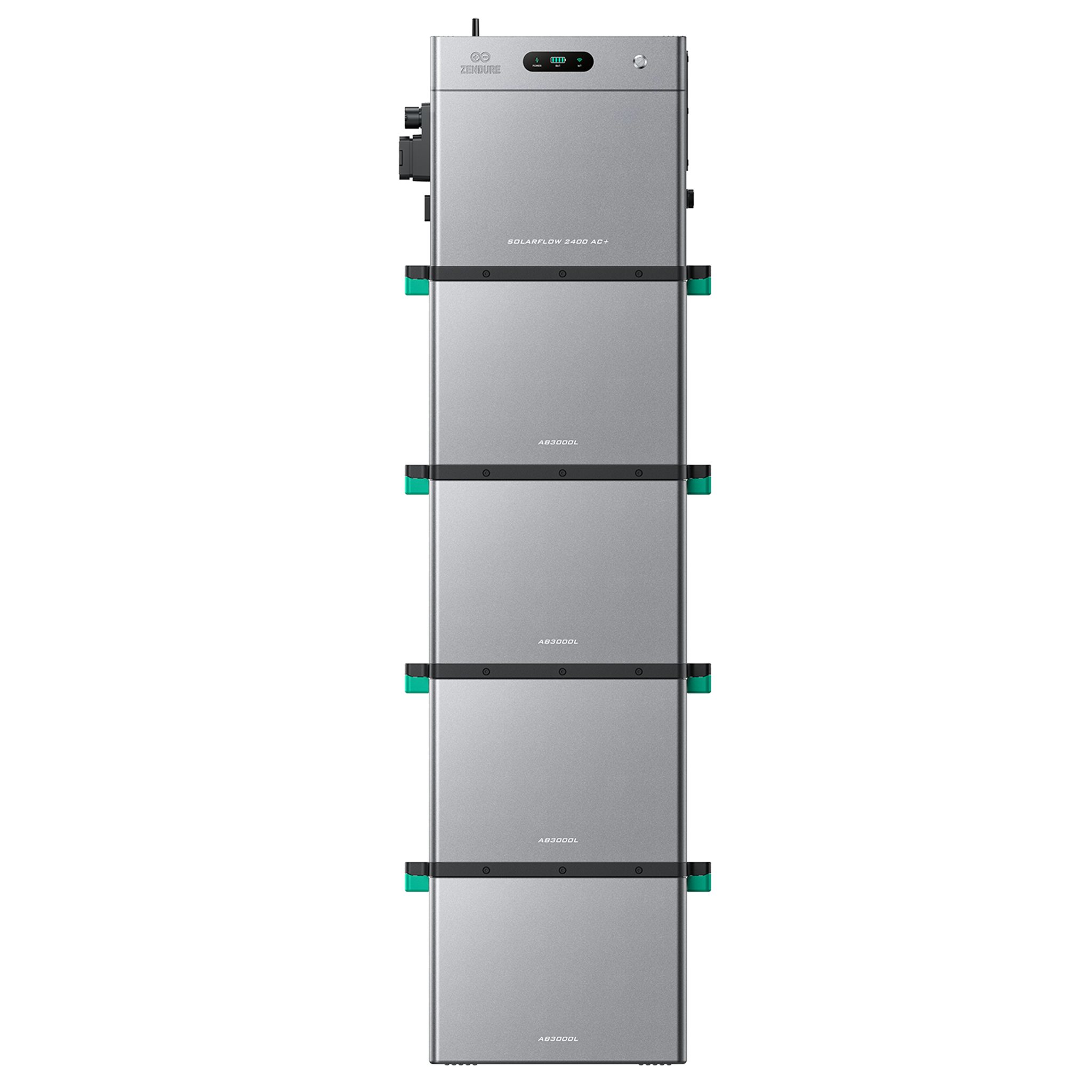 ZENDURE SuperCharged Balkonkraftwerk Zendure SolarFlow 2400 AC Plus mit 0/1/2/3/4/5 AB3000L Batterie, 800 W, (Set, 1× SolarFlow 2400 AC Plus mit 0/1/2/3/4/5× AB3000L Batterien), erweiterbar 2,88–16,8 kWh, IP65 Schutz, Plug and play