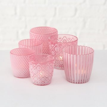 BOLTZE Windlicht Boltze Windlichter Patty SET 6teilig Glas Pink