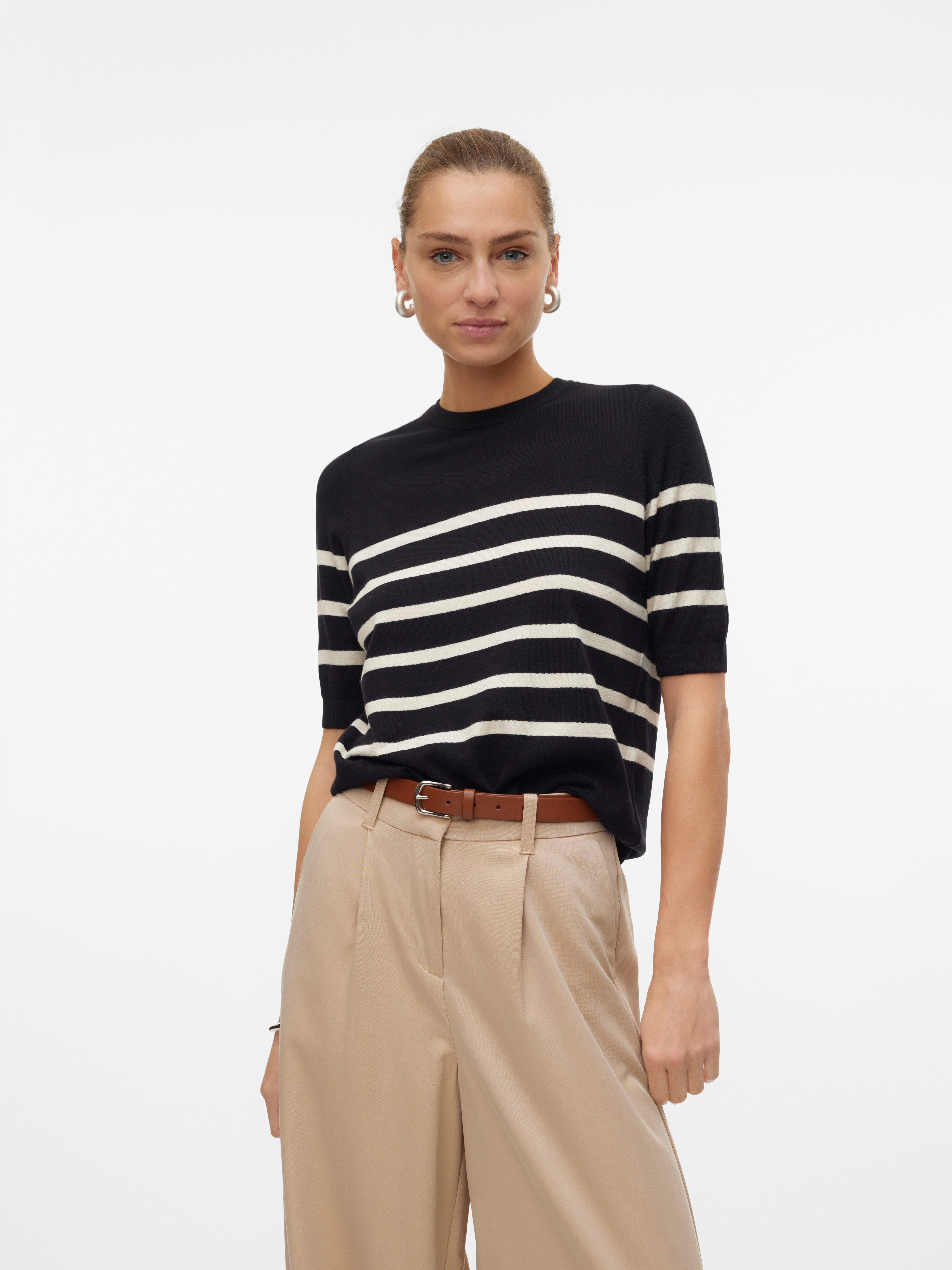 Vero Moda Kurzarmpullover VMSABA PLAIN, Feinstrickpullover günstig online kaufen