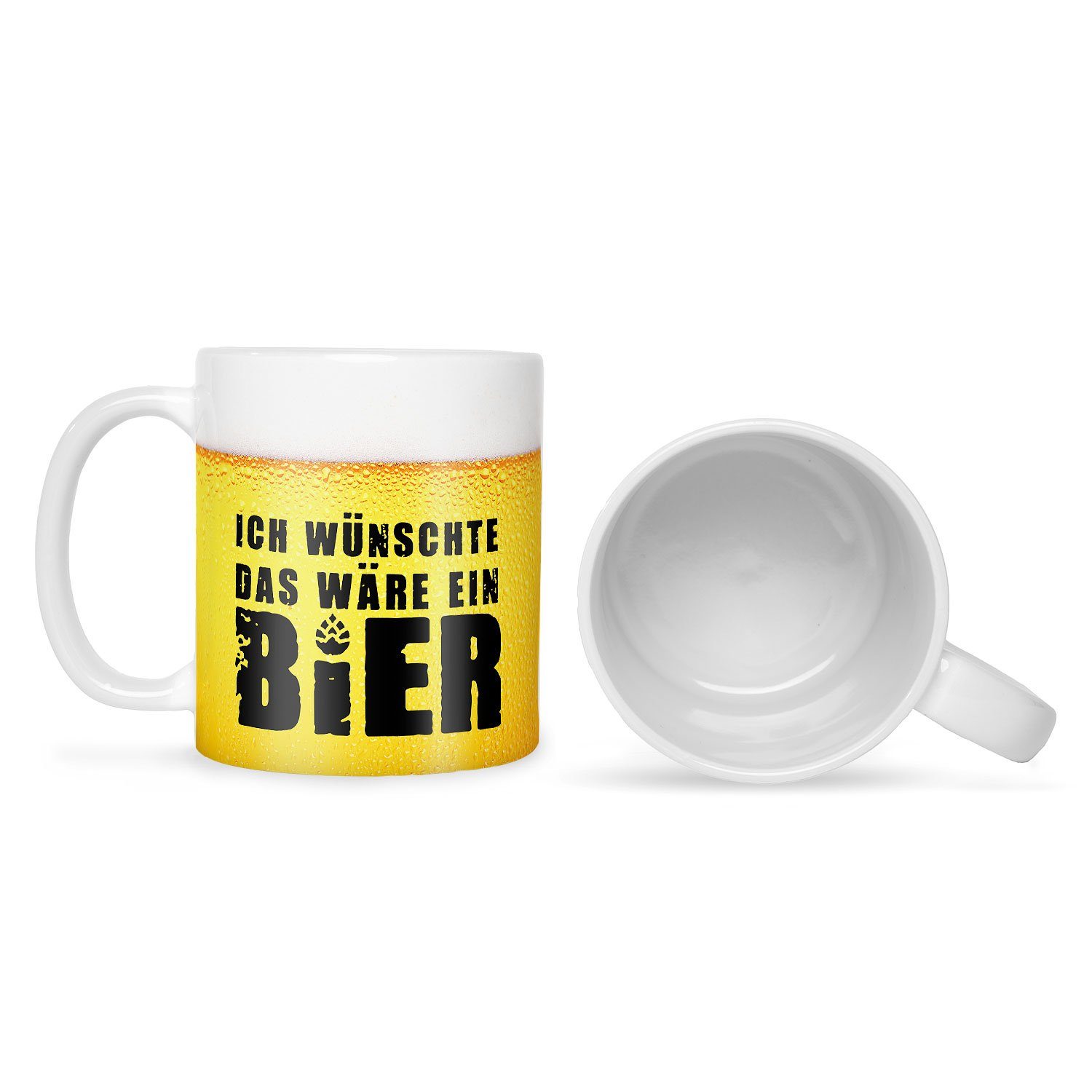 geeignet Tasse Weiß Ideales das Bier, wäre GRAVURZEILE ein Geschenk wünschte & Tasse - Ich mit - - Spruch Mikrowellen Bedruckte Spülmaschinenfest