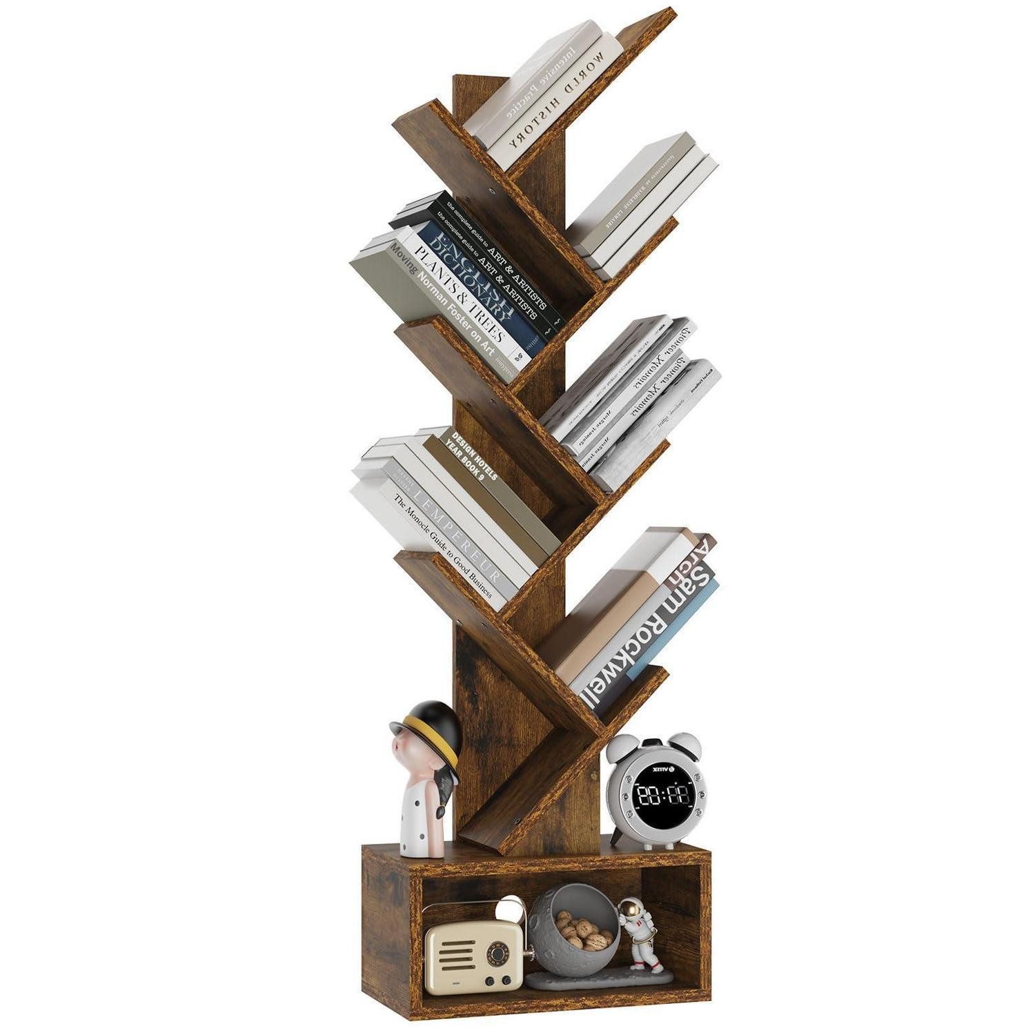 LuxusKollektion Bücherturm Bücherregal Baum 6 Ebenen Rustikal Braun, 1-tlg.