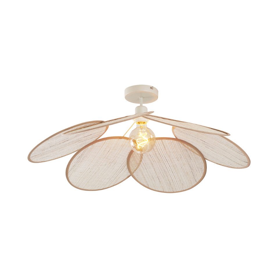 Qazqa Deckenleuchte Aisha, ohne Leuchtmittel, E27, Crème, Japandi, Leinen, günstig online kaufen