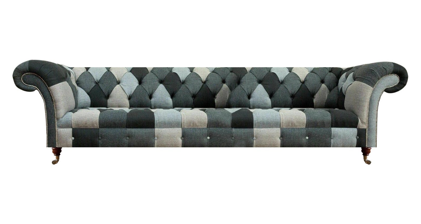 JVmoebel Chesterfield-Sofa Buntes Sofa mit hochwertiger Polsterung und grauem Bezug, Set 1 Teile, Made in Europa