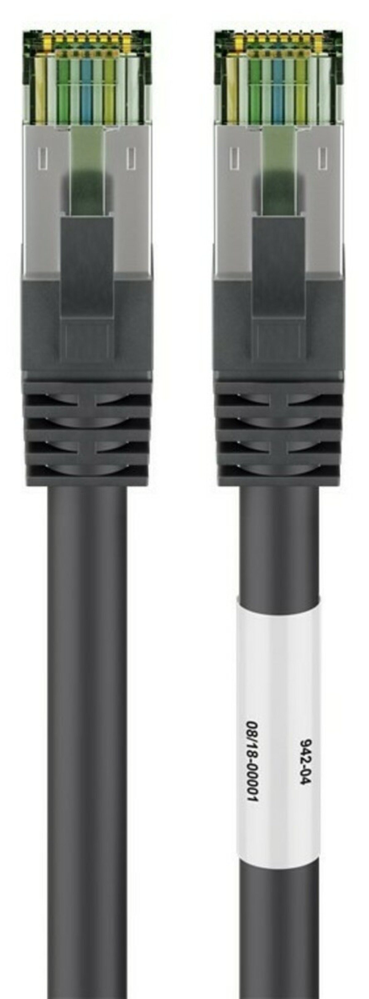 DSIT RJ45 Netzwerkkabel S/FTP (PiMF), mit CAT 8 Rohkabel, Schwarz, 0,25m Netzwerkkabel, (25 cm)