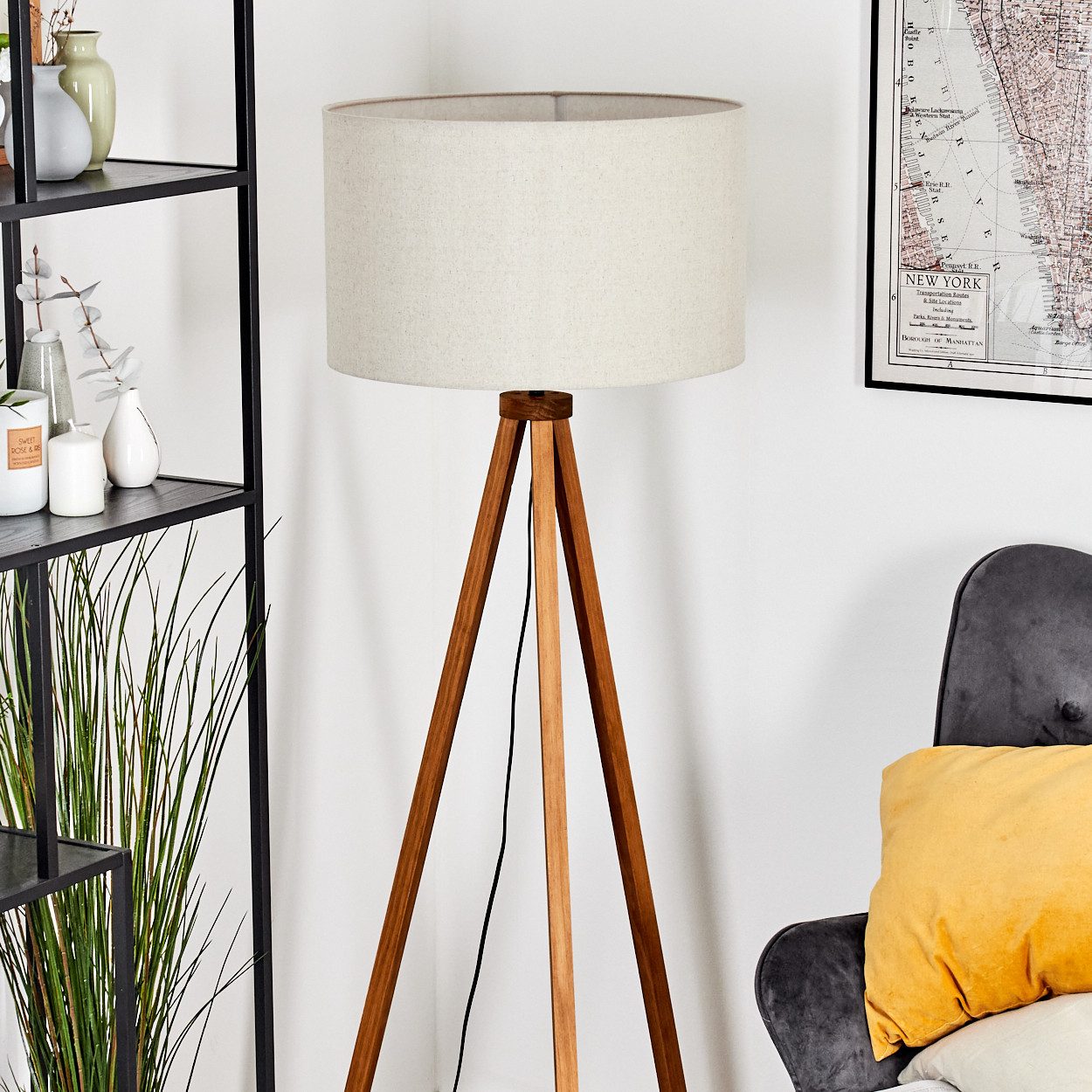 hofstein Stehlampe Stehlampe aus Metall/Holz im modernen Boho-Design, ohne günstig online kaufen