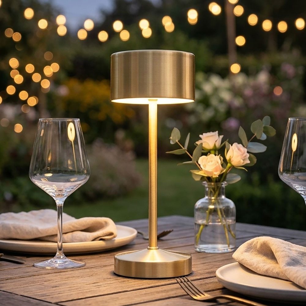 FISCHER & HONSEL LED Außen-Tischleuchte, Leuchtmittel inklusive, Warmweiß, LED Außen Tischleuchte dimmbar Fernbedienung Touch Akkubetrieb H 20 cm