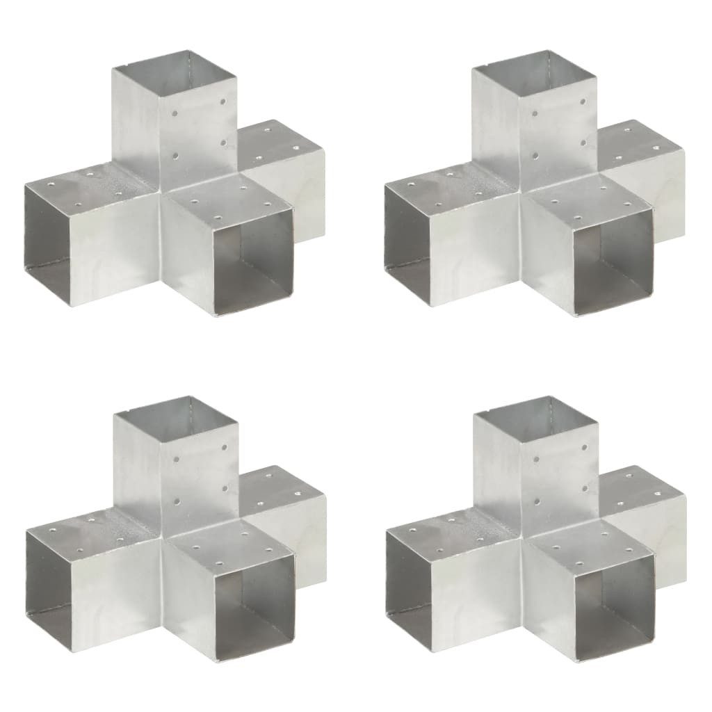 vidaXL Zaunpfosten Pfostenverbinder 4 Stk. X-Form Verzinktes Metall 91 x 91 mm, (4-St)