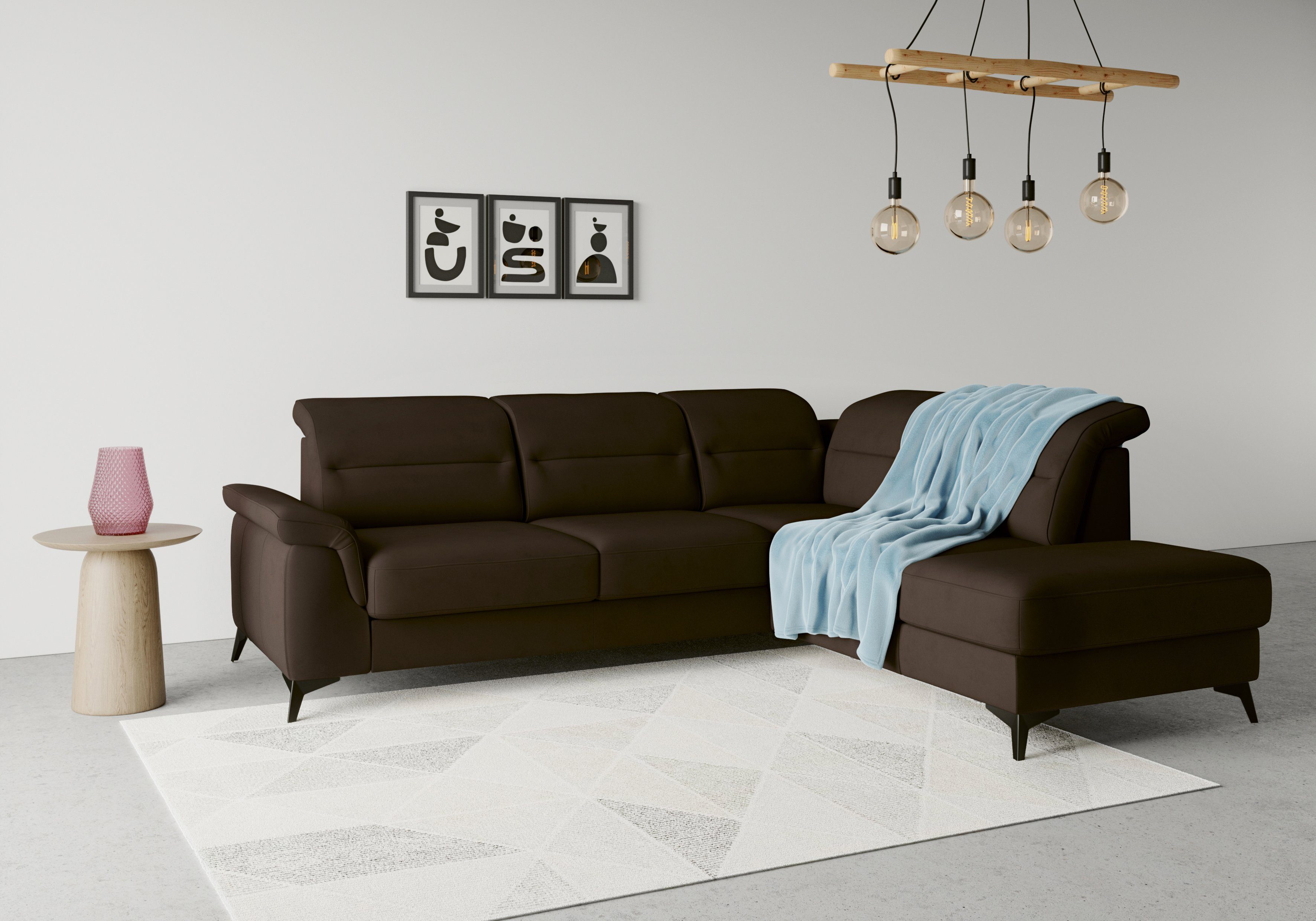 mit Ecksofa mit Kopfteilverstellung optional mane, und Armteilfunktion Sinatra, sit&more