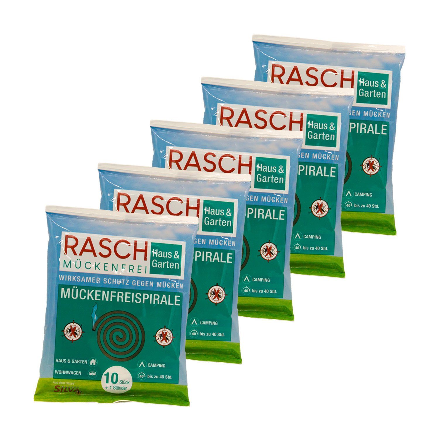 Rasch Haus & Garten Insektenspray Rasch Mückenfreispirale, Sparset (5x10 Stück), 50-St., ohne Insektizide, umweltfreundlich, zum vertreiben von Mücken, Gelsen, Moskitos und Insekten