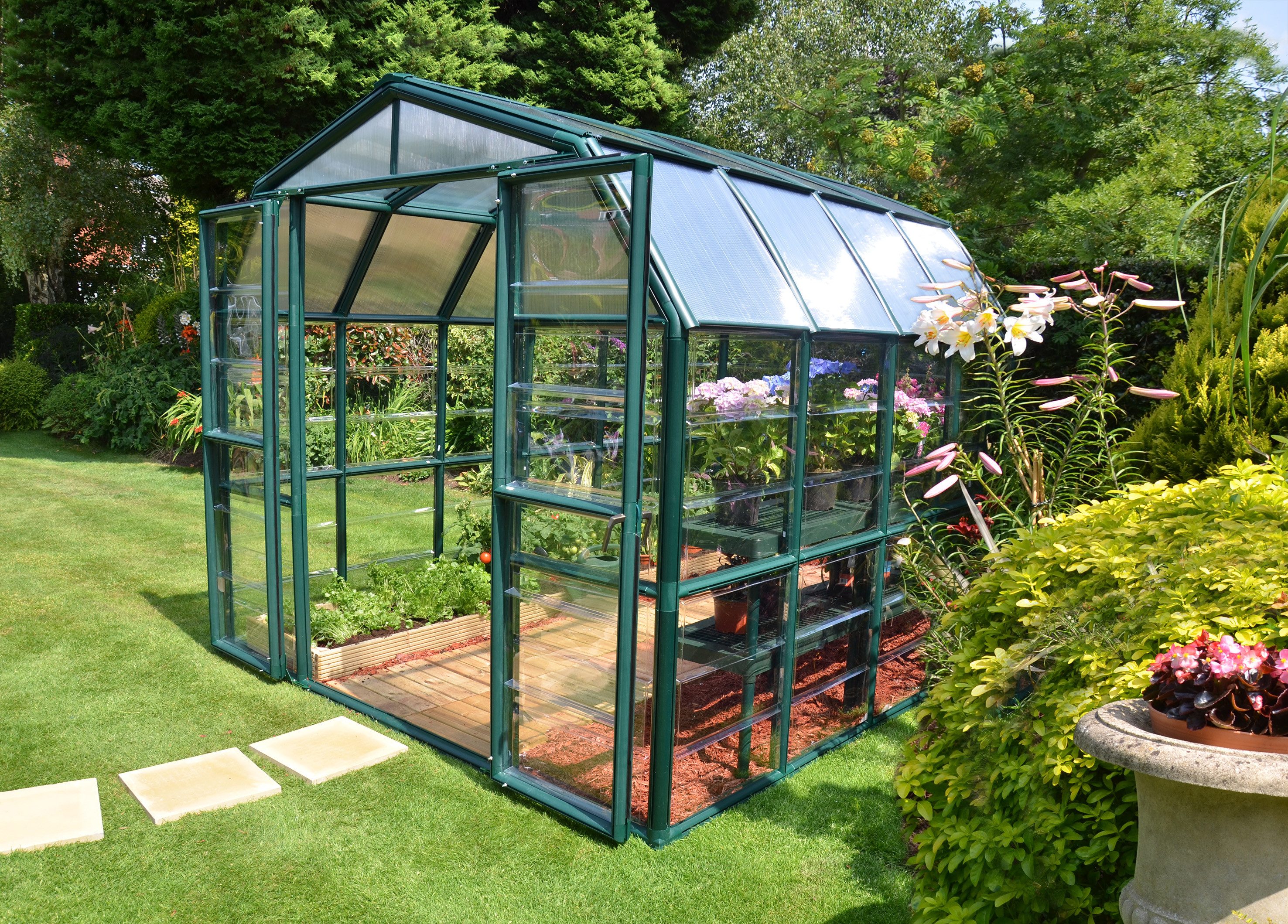 Palram - Canopia Gewächshaus Grand Gardener, BxTxH: 265 x 264 x 238 cm, BxLxH: 60 x 160 x 238 cm, 0,8 mm Wandstärke, lebenslang widerstandsfähige Wandpaneele