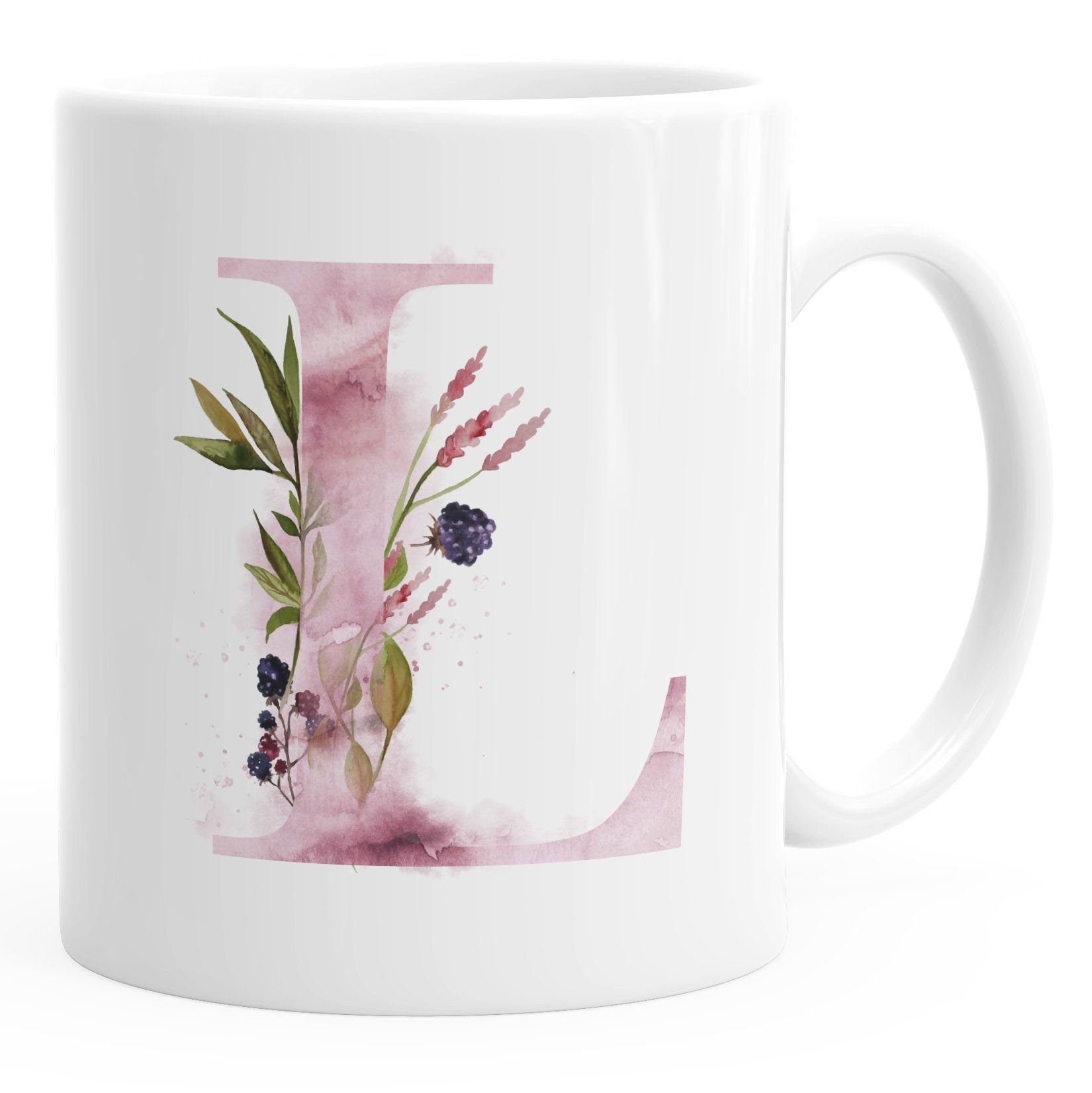 Autiga Tasse Buchstaben-Tasse "[object Object]" Tasse mit Buchstabe Alphabet Monogramm Watercolor gezeichnet Kaffeetasse Autiga®, Keramik
