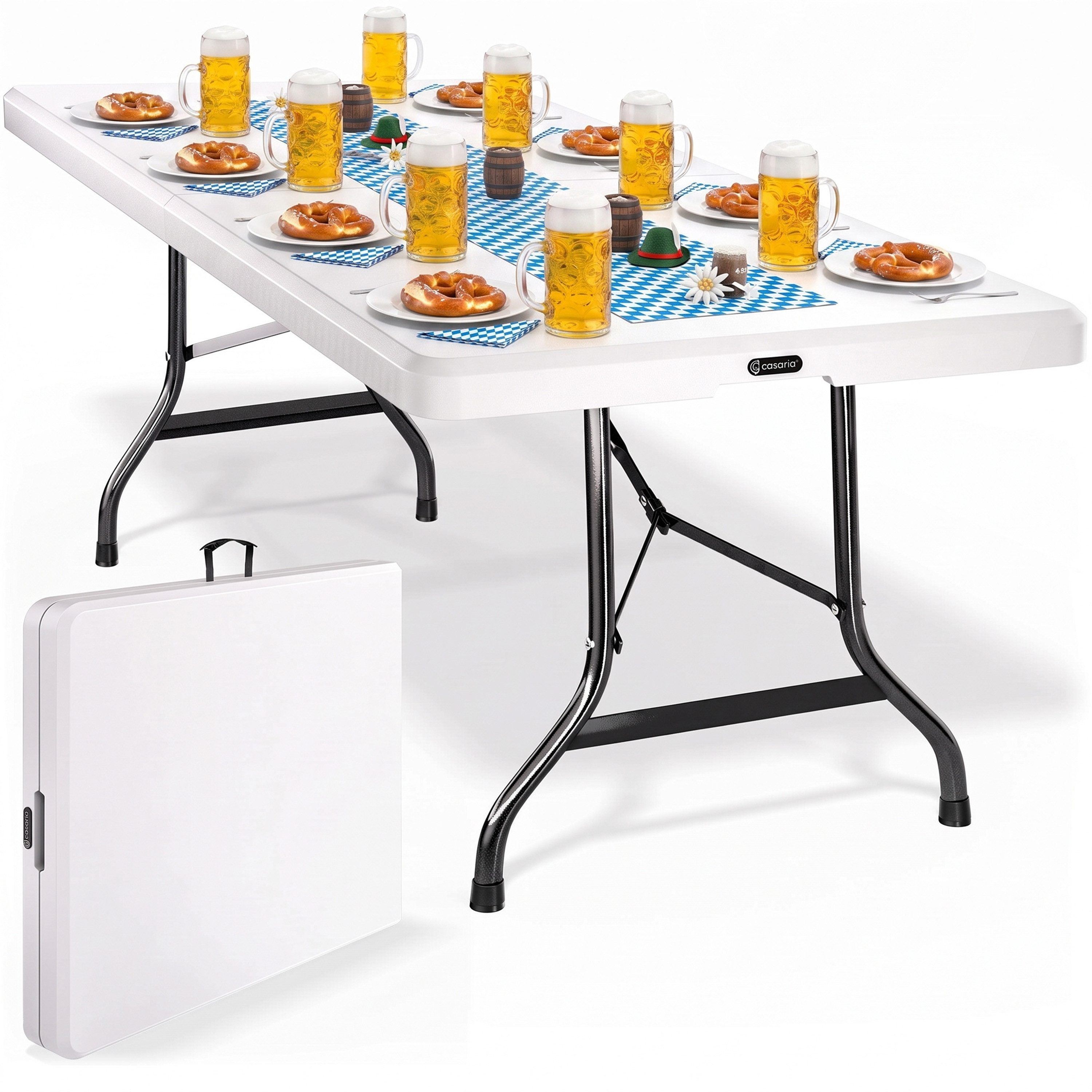 Casaria Gartentisch (1-St), 180x75cm Klappbar Wetterfest Tragbar Garten Camping Buffettisch Party