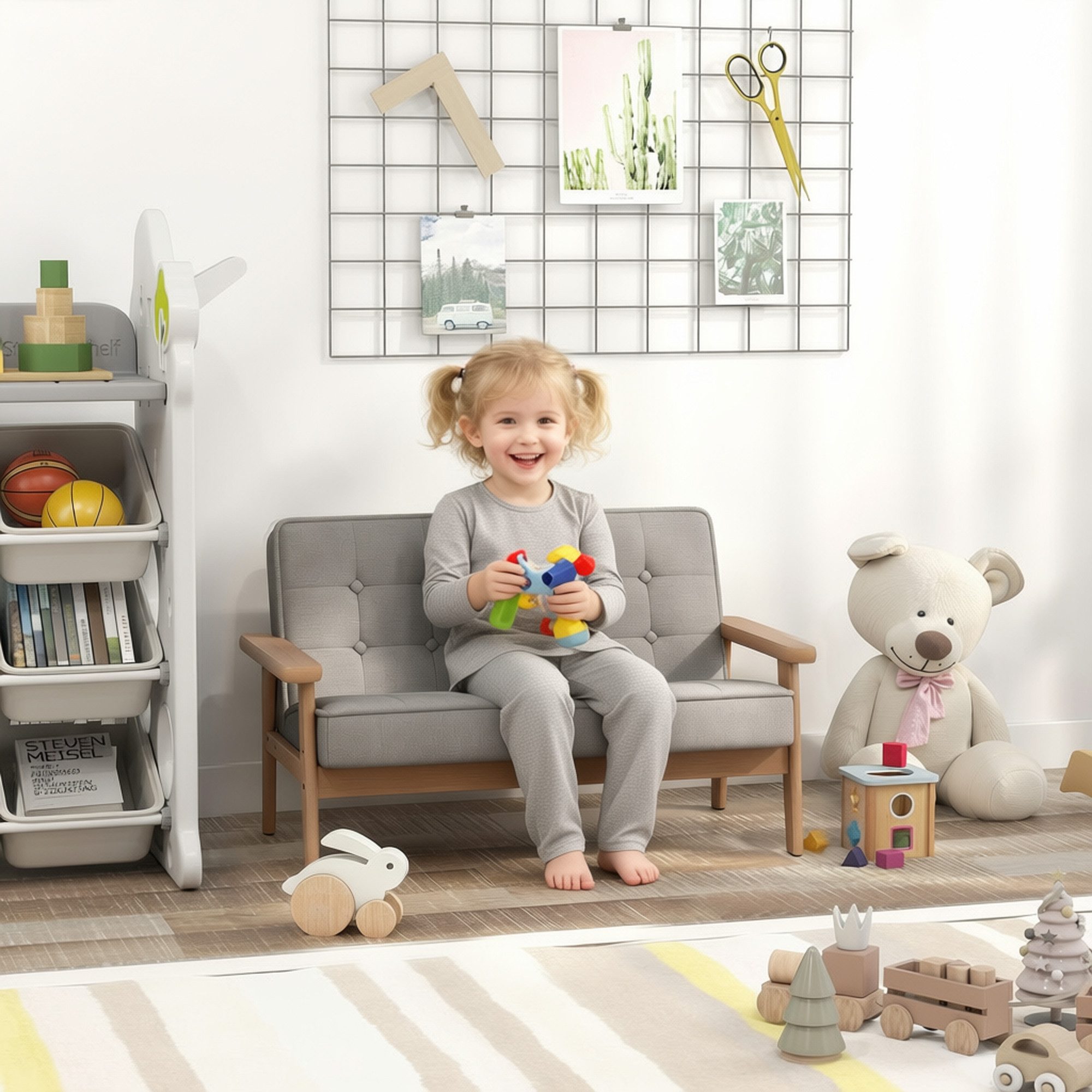AIYAPLAY Kindersessel Sessel aus Schaumstoff Kinderstuhl für Kinder 3-15 Jahre (Kindersofa, 1-St., gepolsterter Kinderstuhl), für Kinderzimmer, Spielzimmer, Grau