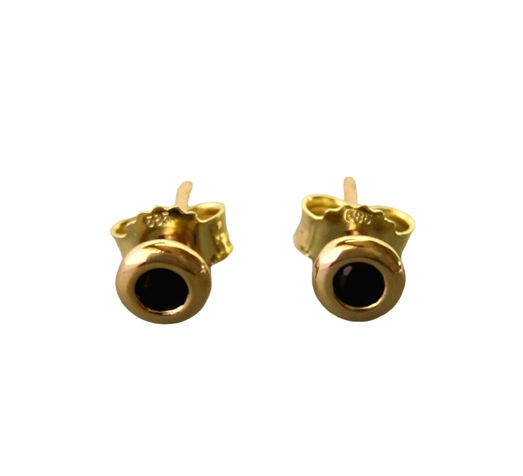 NICEANDnoble Paar Ohrstecker 585er Gelbgold kleine Ohrstecker Saphir Zargen günstig online kaufen